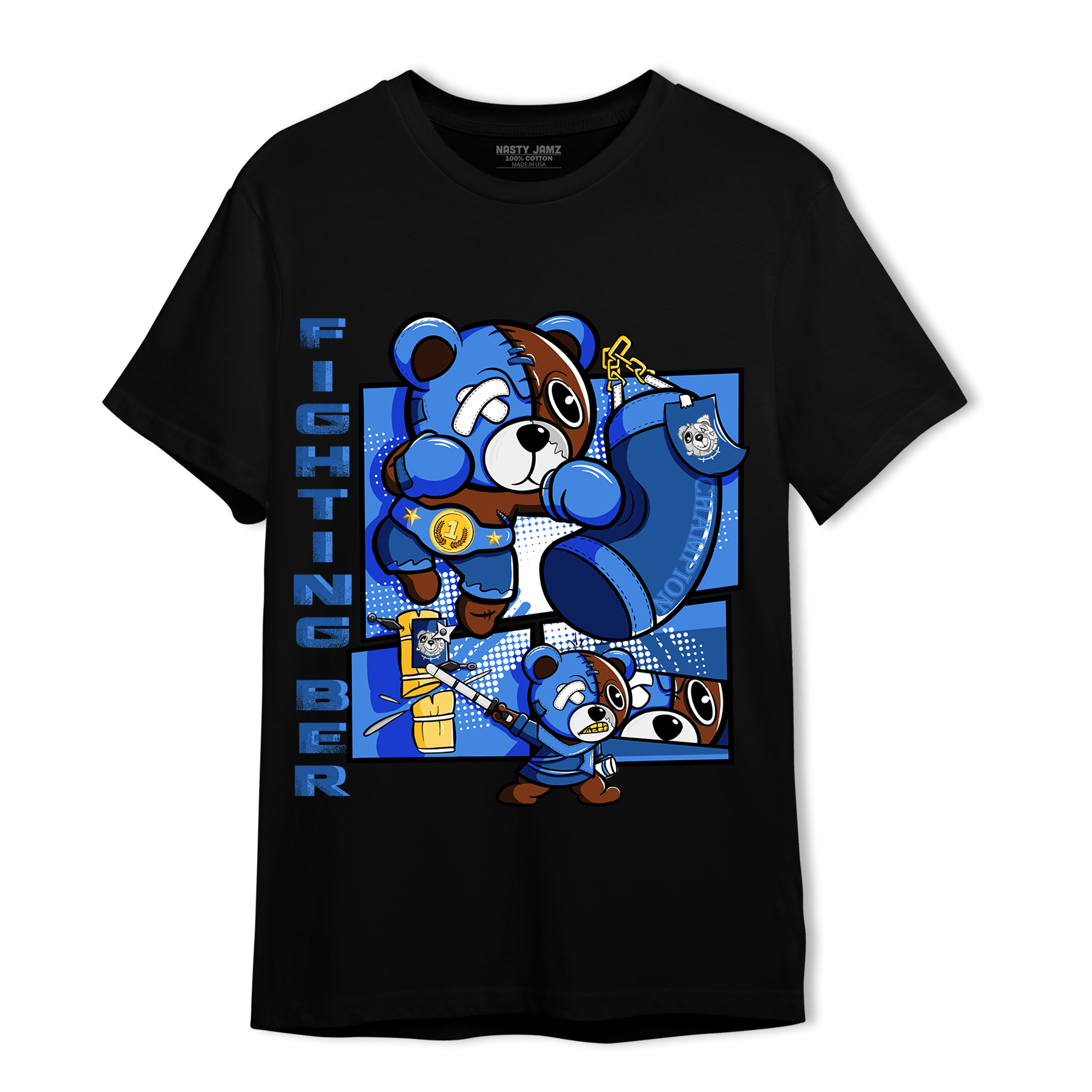 University Blue Toe 1s T Shirt Match BER Fighting Boxing - NastyJamz