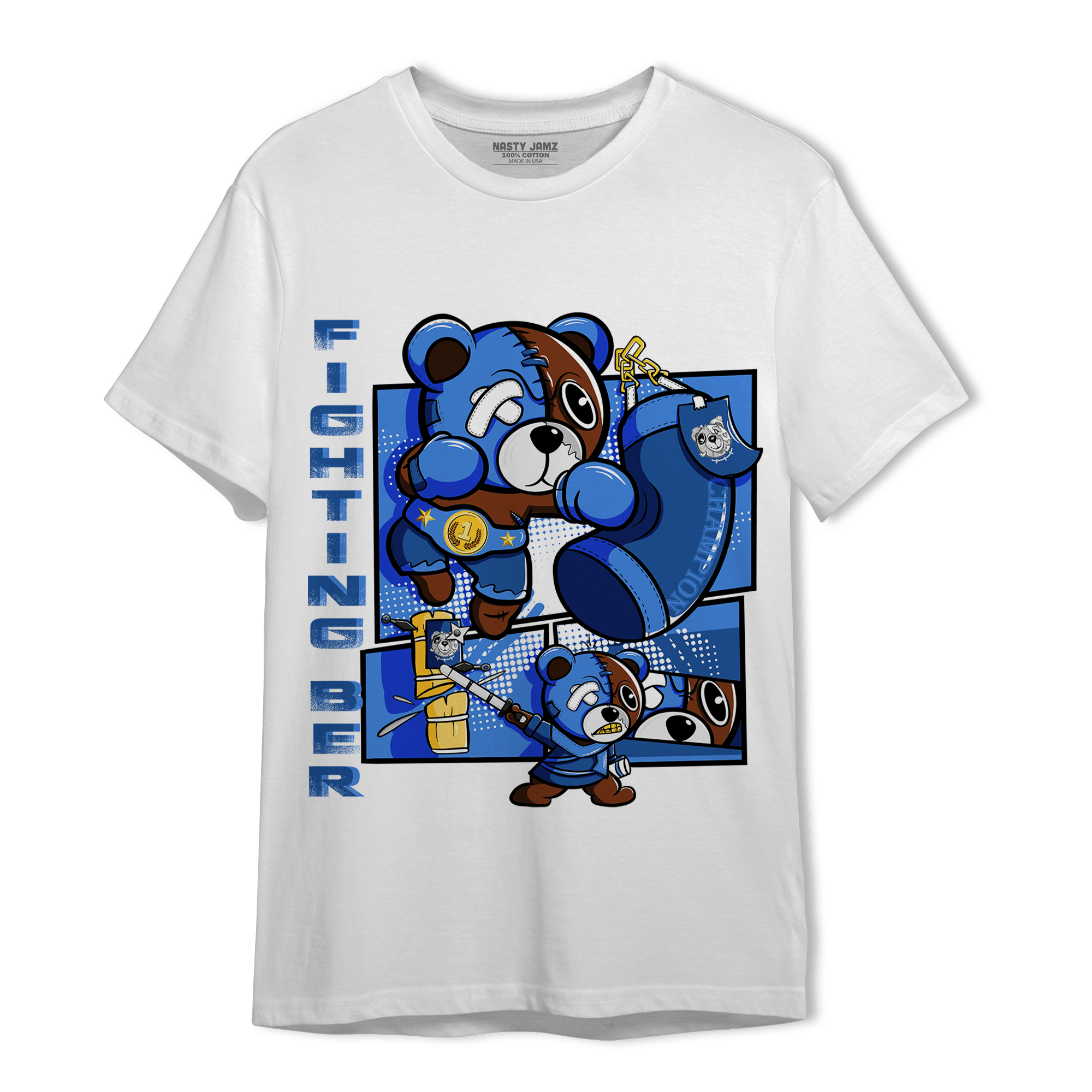 University Blue Toe 1s T Shirt Match BER Fighting Boxing - NastyJamz