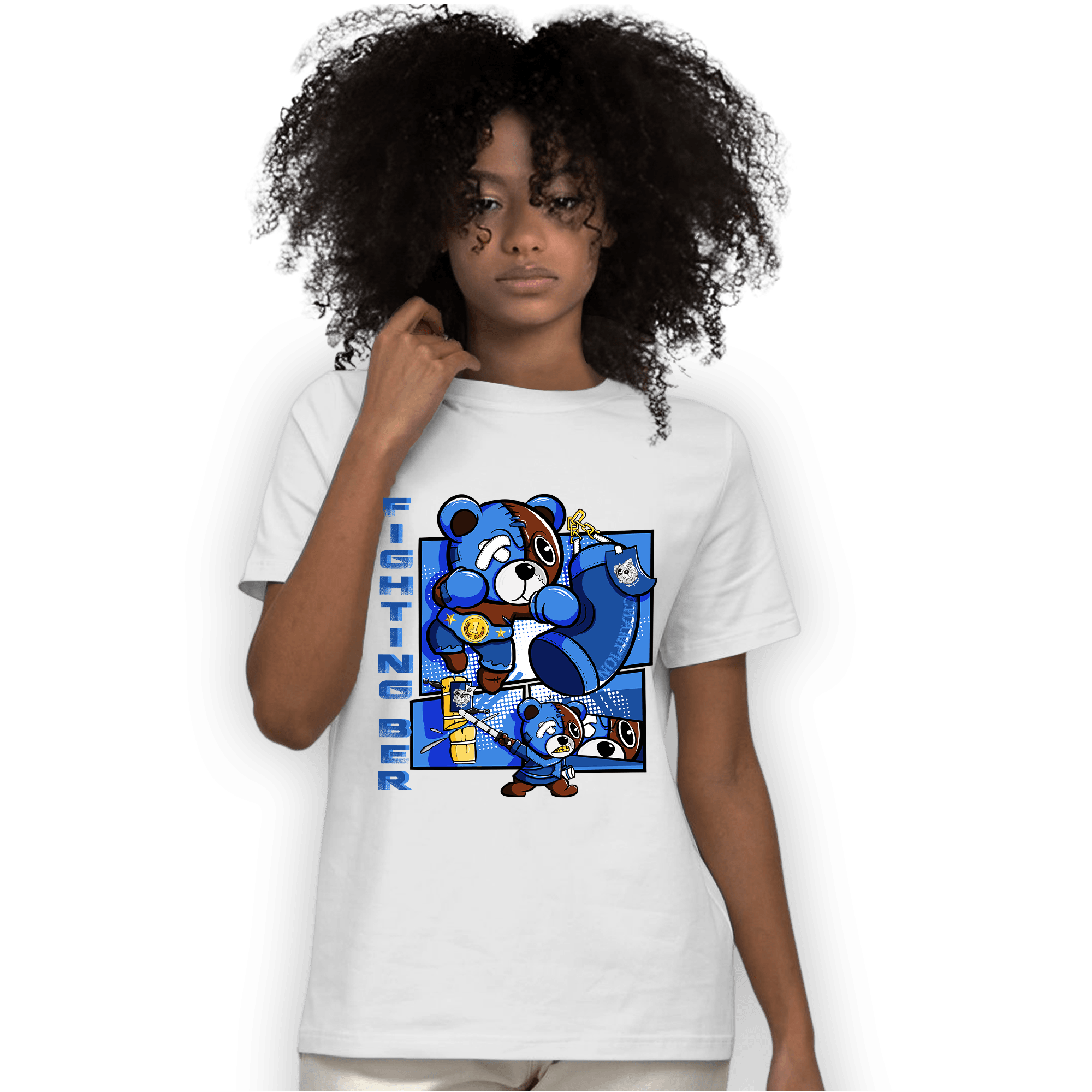 University Blue Toe 1s T Shirt Match BER Fighting Boxing - NastyJamz