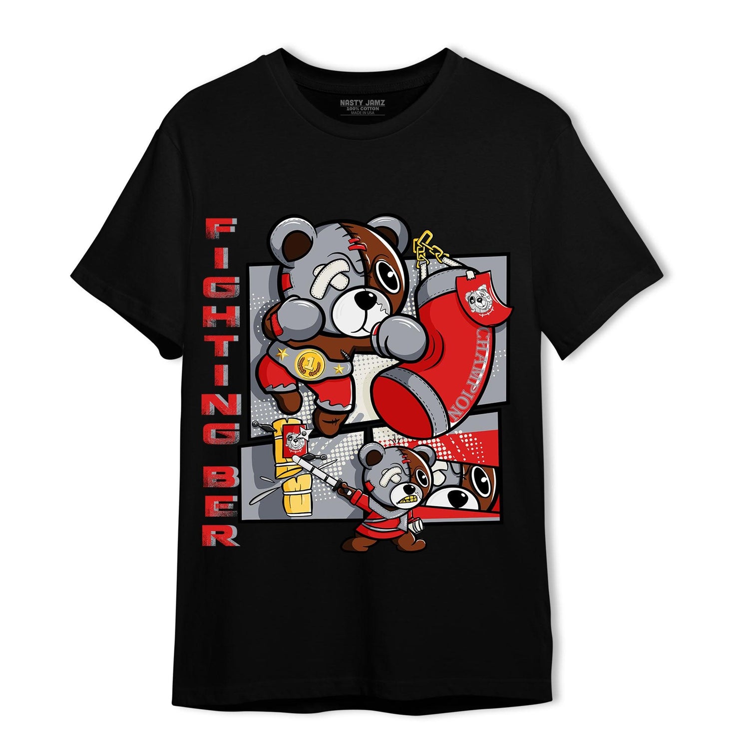 Bred Reimagined 4s T Shirt Match BER Fighting Boxing - NastyJamz