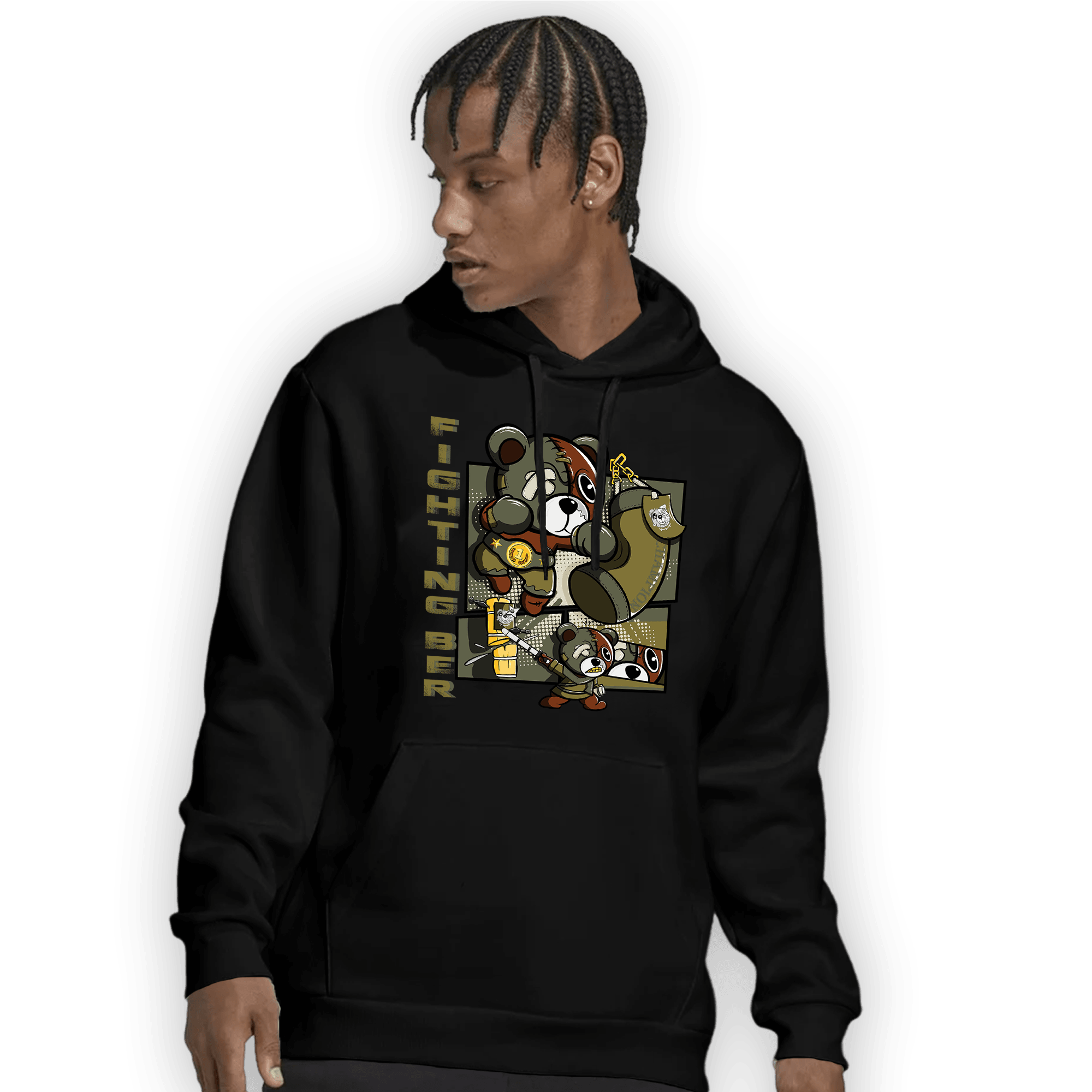 SE Craft Medium Olive 4s Hoodie Match BER Fighting Boxing - NastyJamz