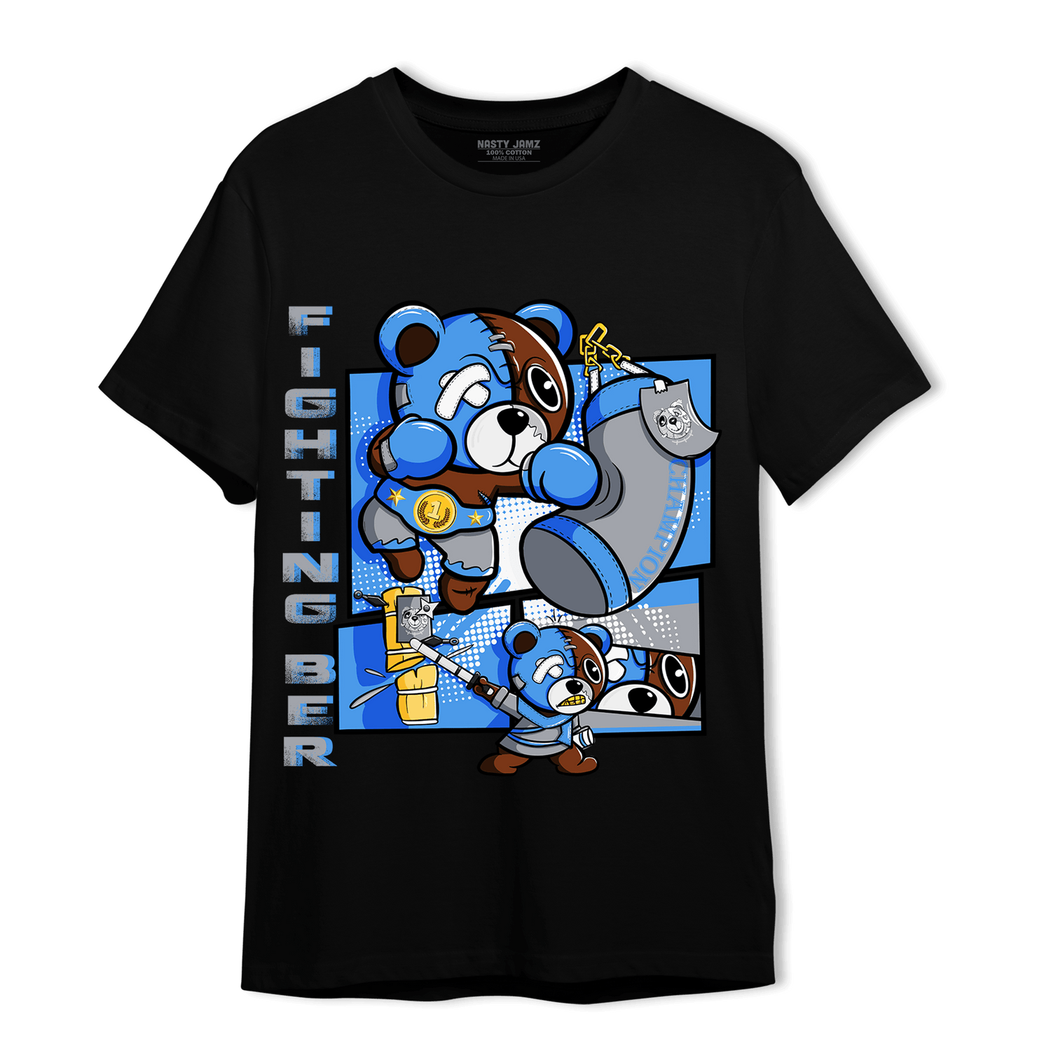 University Blue 5s T Shirt Match BER Fighting Boxing - NastyJamz