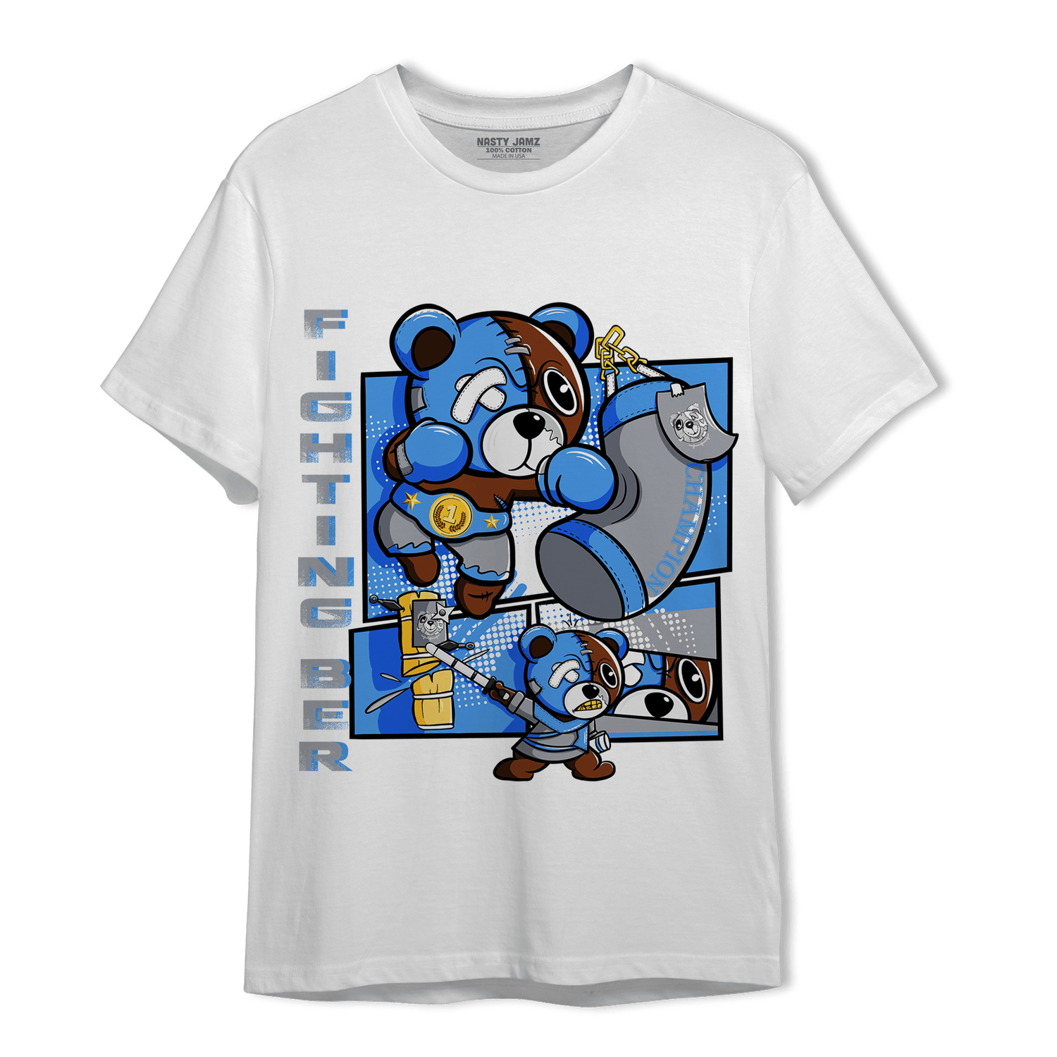 University Blue 5s T Shirt Match BER Fighting Boxing - NastyJamz