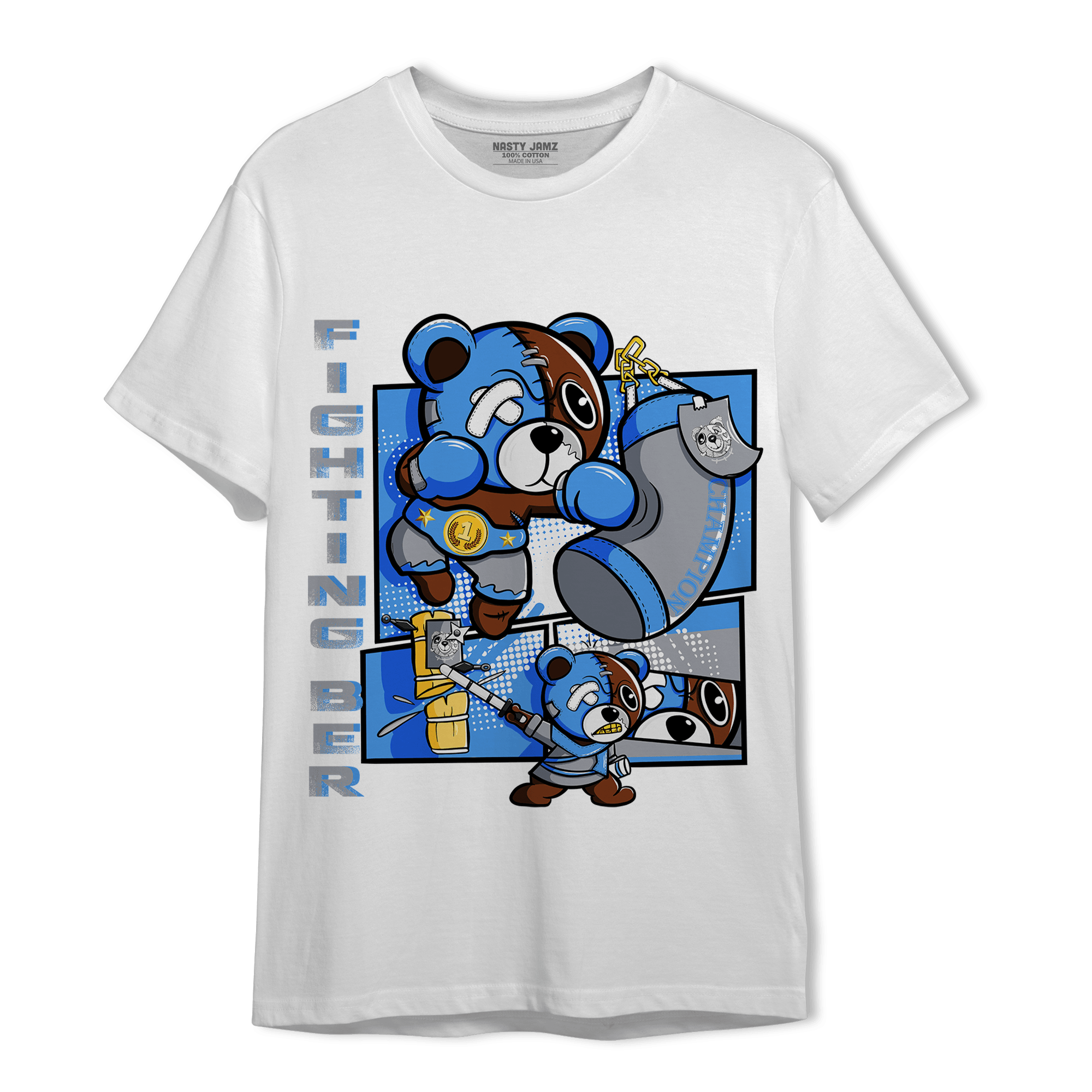 University Blue 5s T Shirt Match BER Fighting Boxing - NastyJamz