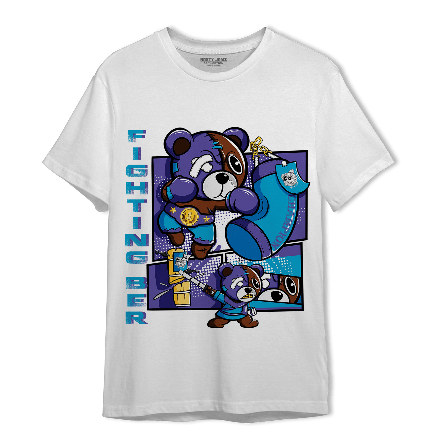 Aqua 6s T Shirt Match BER Fighting Boxing - NastyJamz