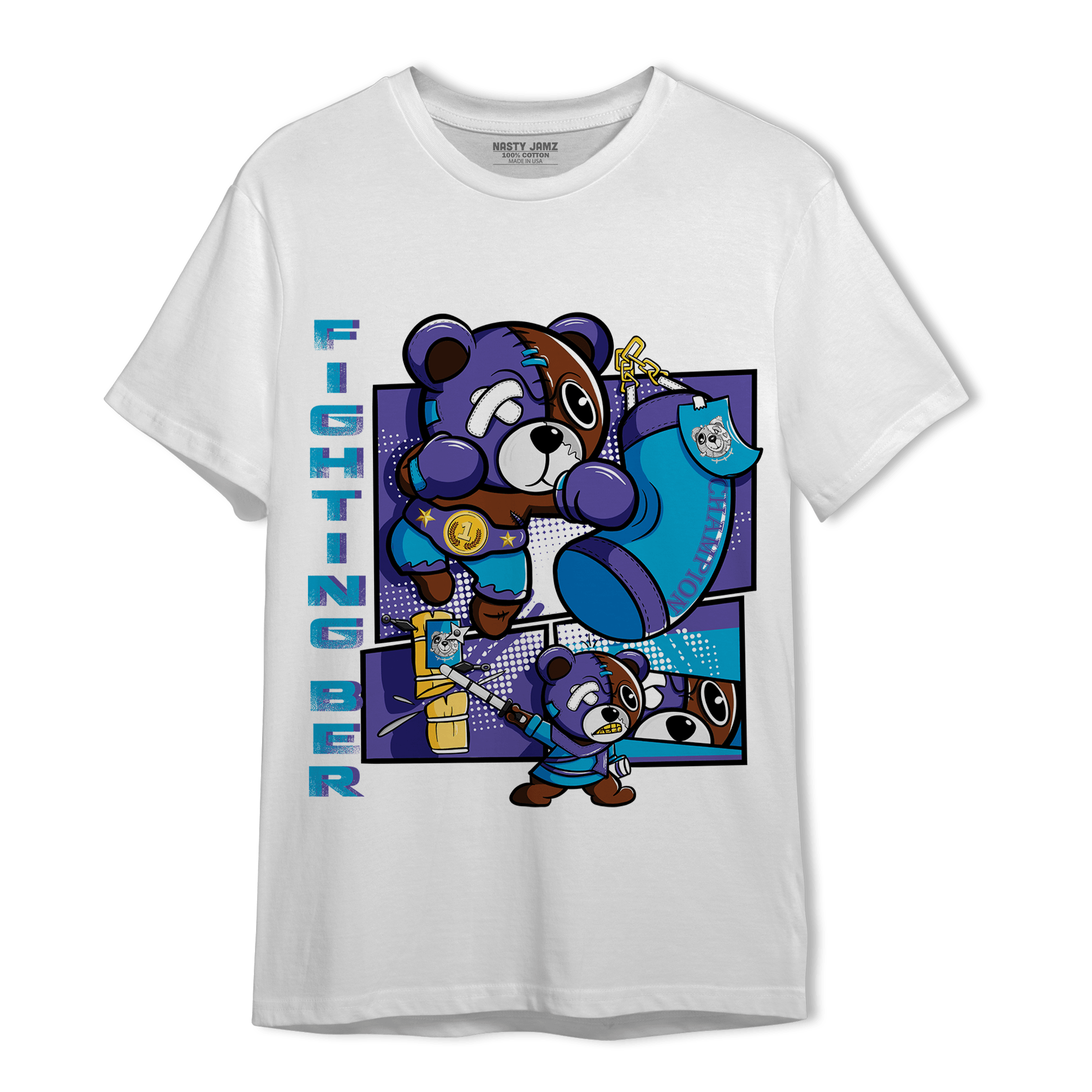 Aqua 6s T Shirt Match BER Fighting Boxing - NastyJamz