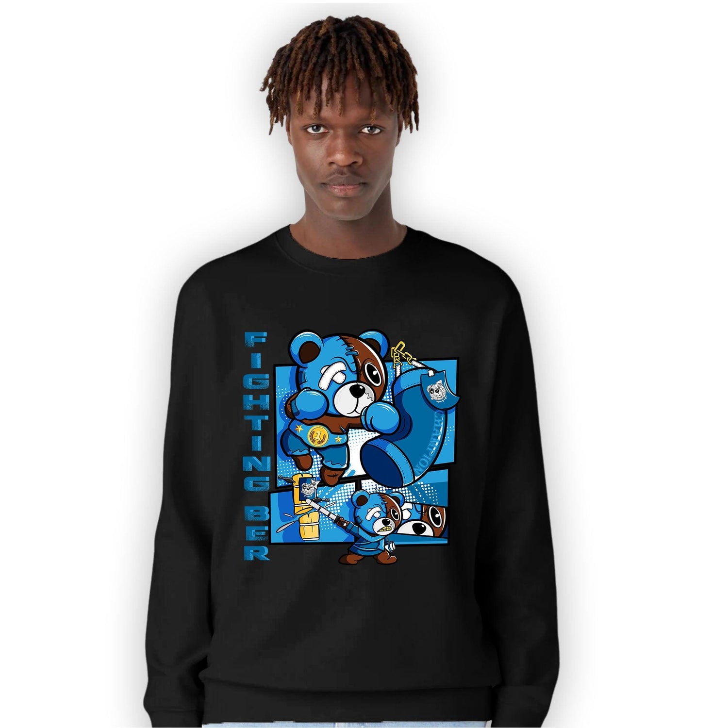 Powder Blue 9s Sweatshirt Match BER Fighting Boxing - NastyJamz