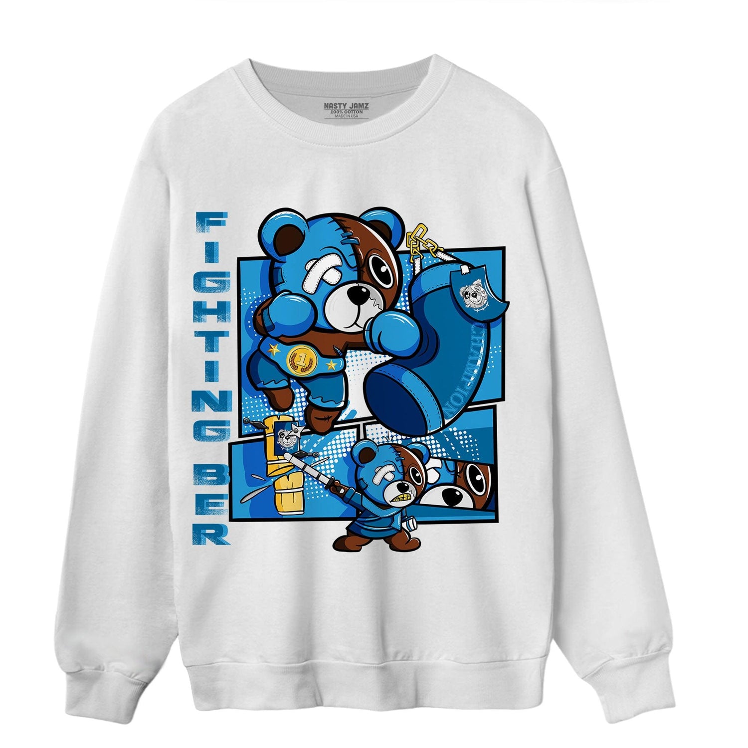 Powder Blue 9s Sweatshirt Match BER Fighting Boxing - NastyJamz