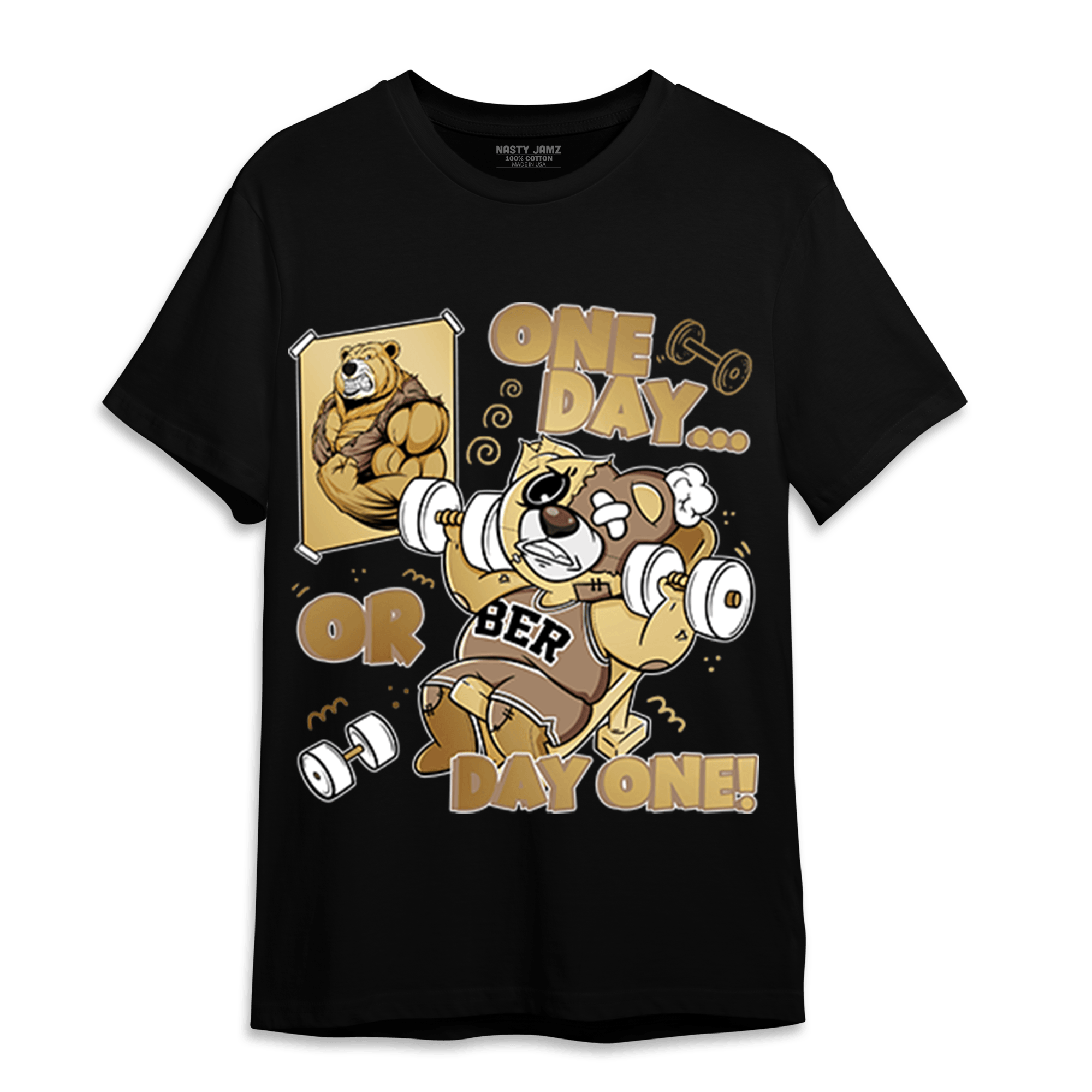 High OG Metallic Gold 1s T Shirt Match BER Gymmer - NastyJamz