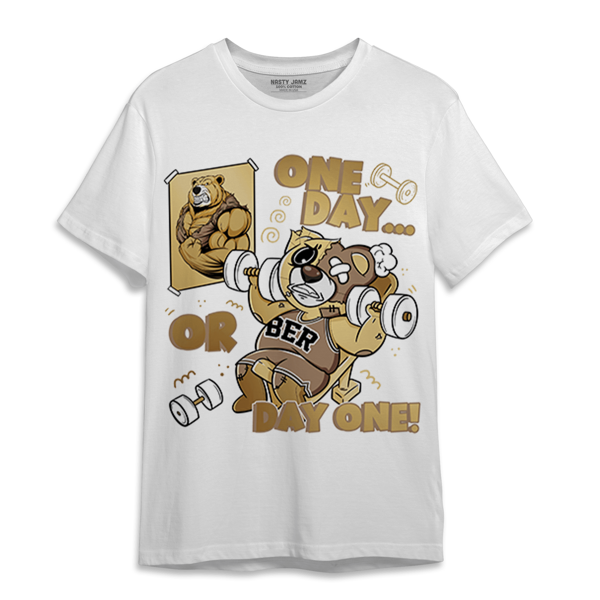 High OG Metallic Gold 1s T Shirt Match BER Gymmer - NastyJamz