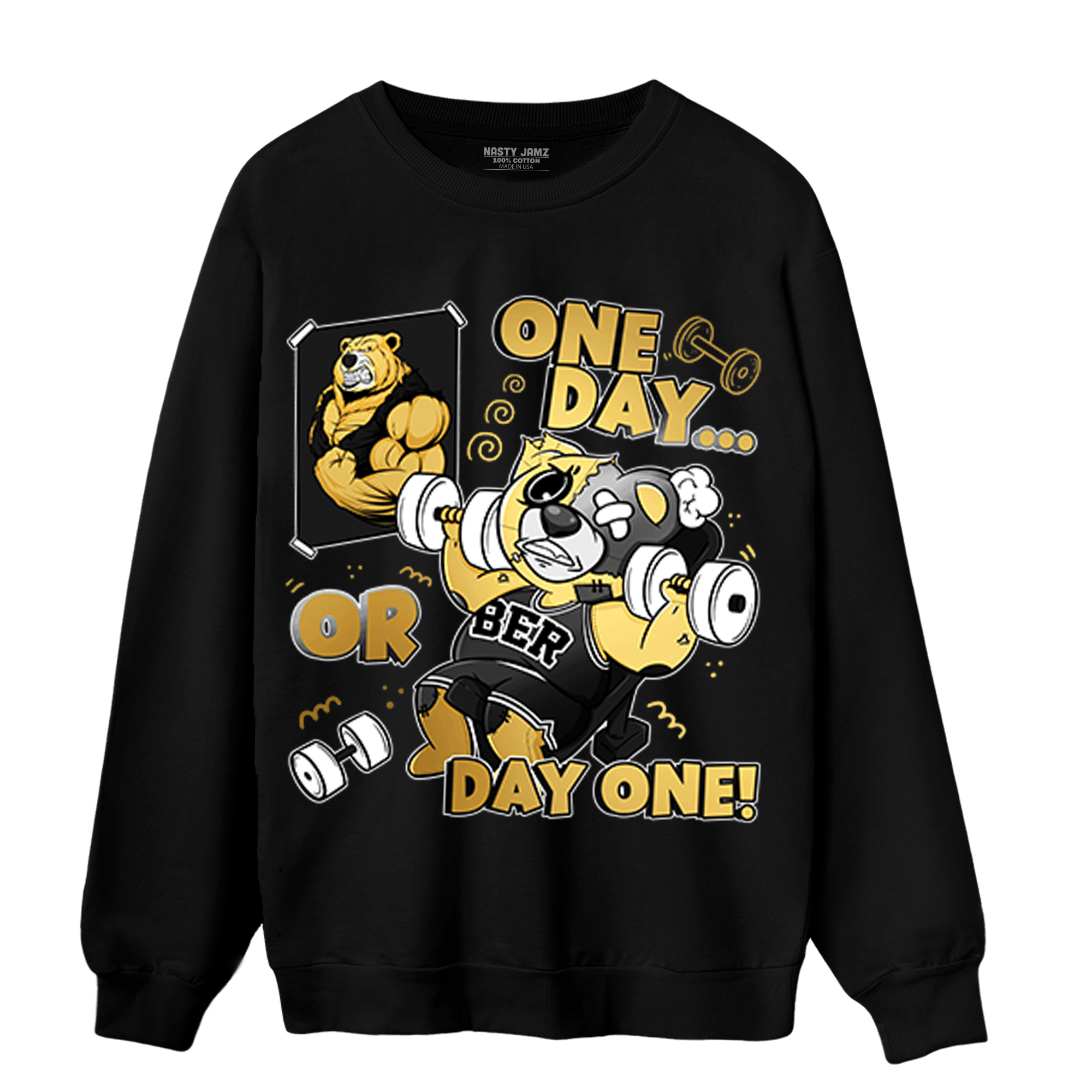 Mid SE Black Gold 1s Sweatshirt Match BER Gymmer - NastyJamz
