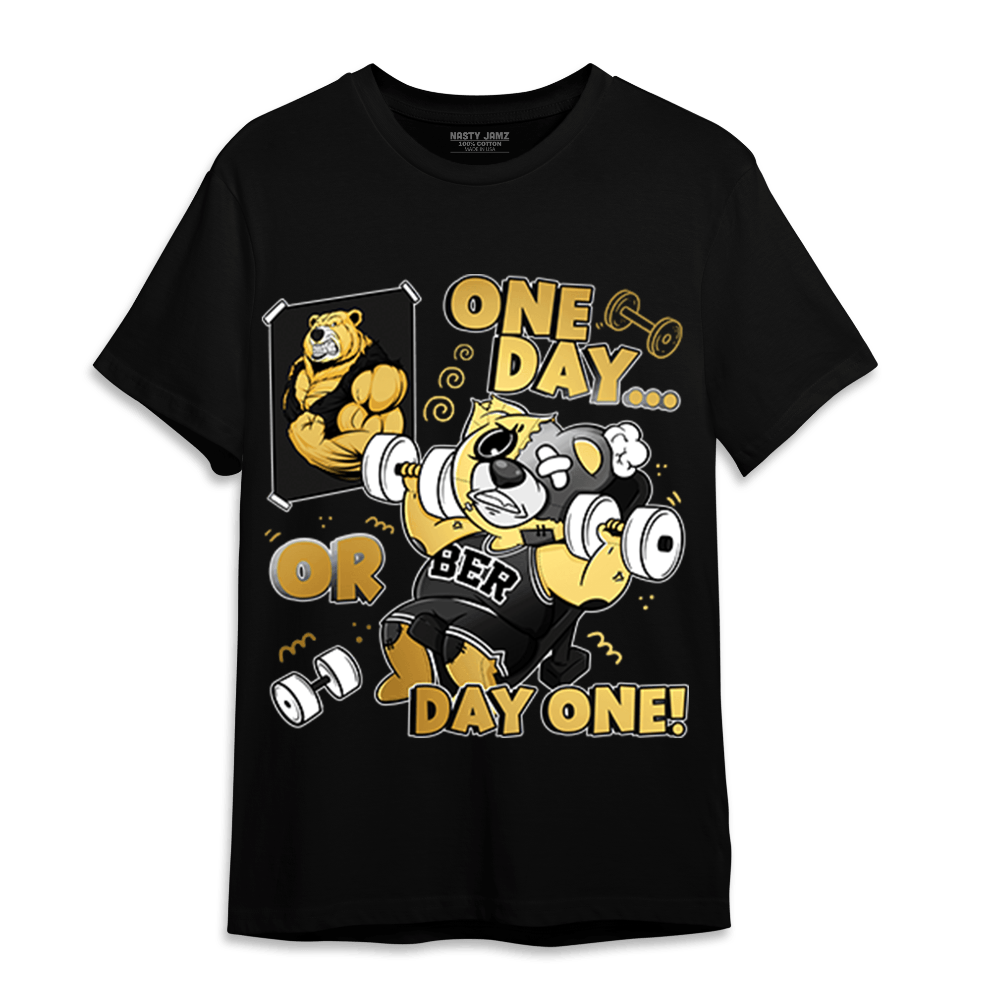 Mid SE Black Gold 1s T Shirt Match BER Gymmer - NastyJamz