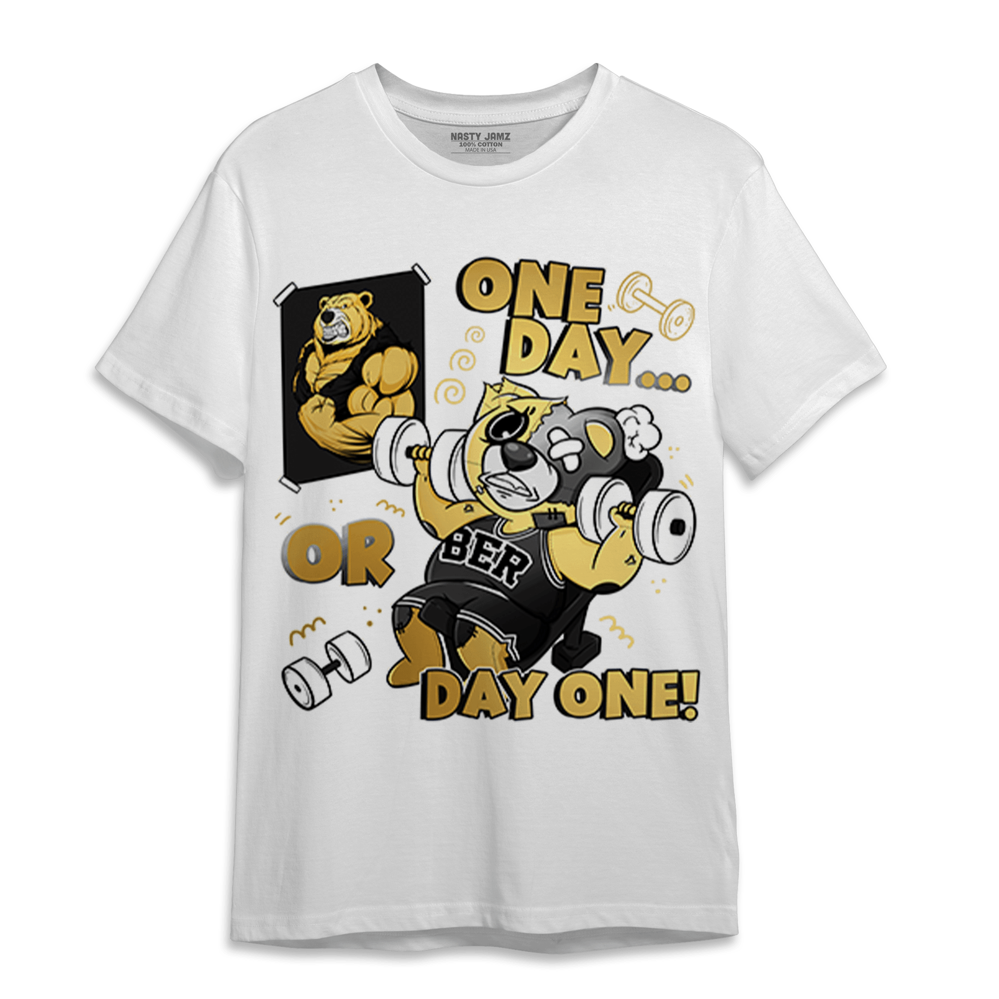 Mid SE Black Gold 1s T Shirt Match BER Gymmer - NastyJamz