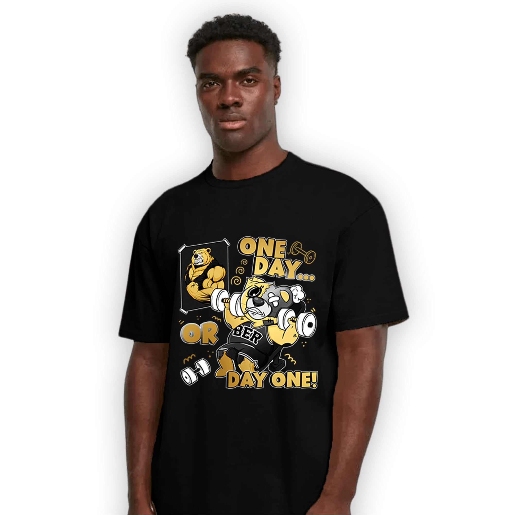 Mid SE Black Gold 1s T Shirt Match BER Gymmer - NastyJamz