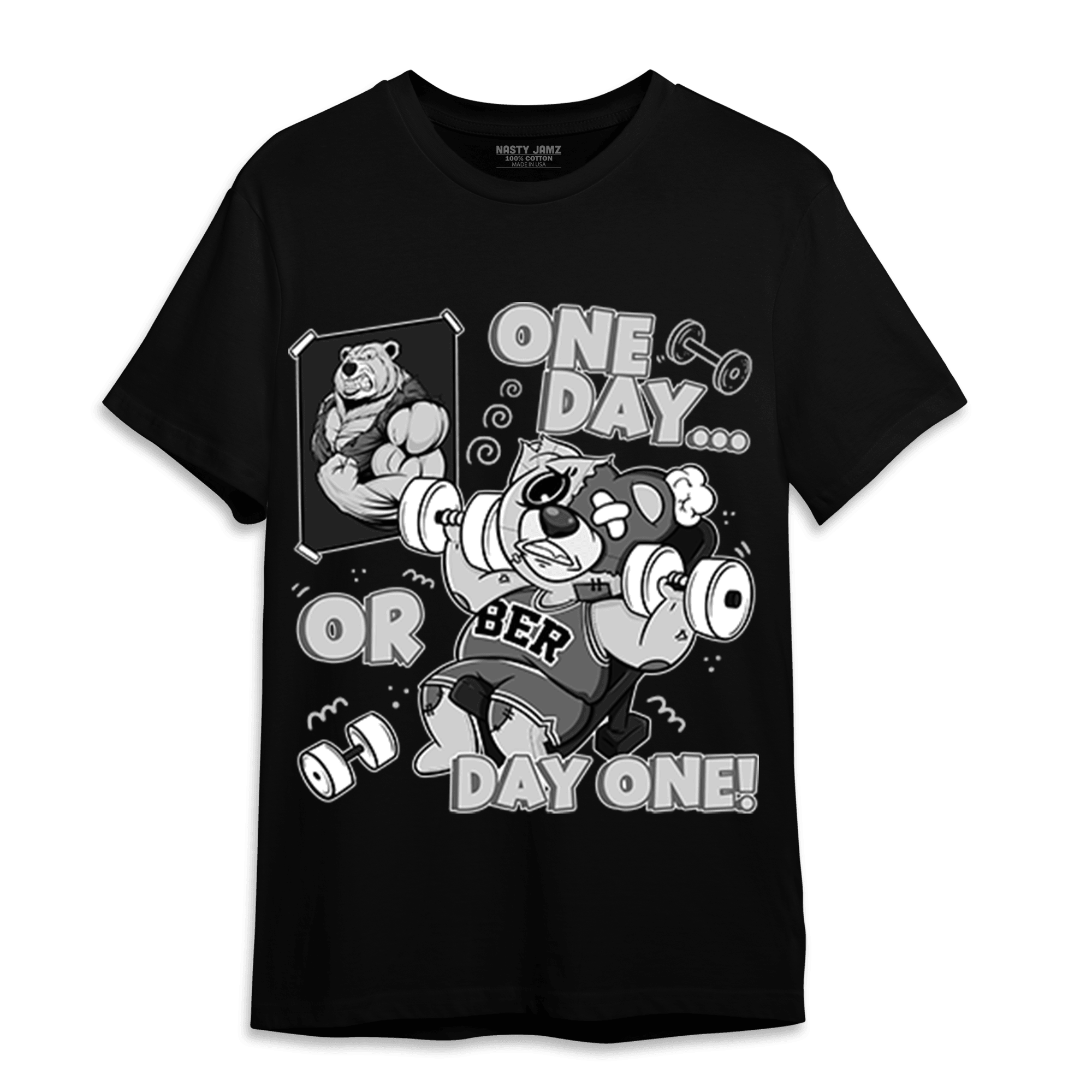 Retro High OG Black White 1s T Shirt Match BER Gymmer - NastyJamz