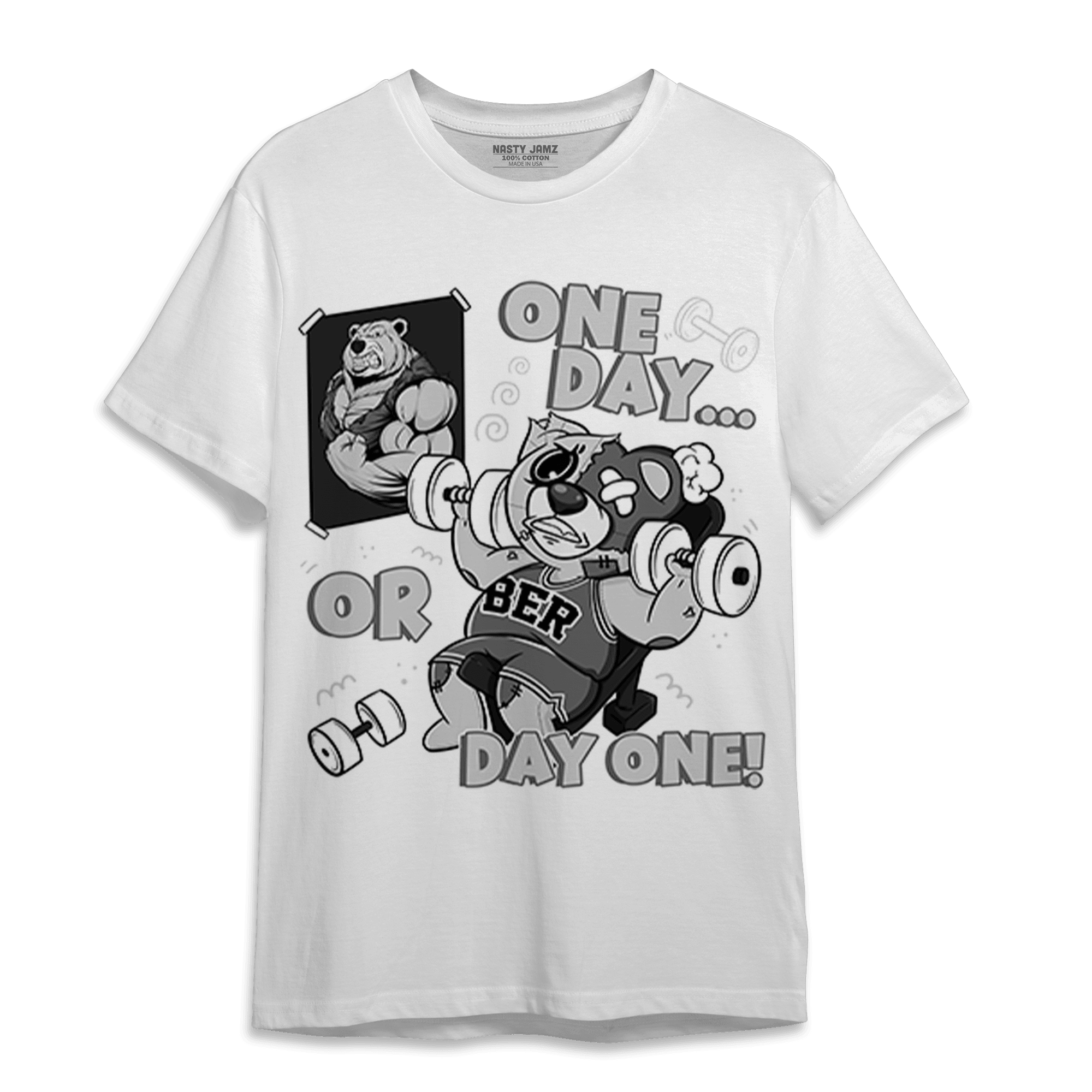 Retro High OG Black White 1s T Shirt Match BER Gymmer - NastyJamz