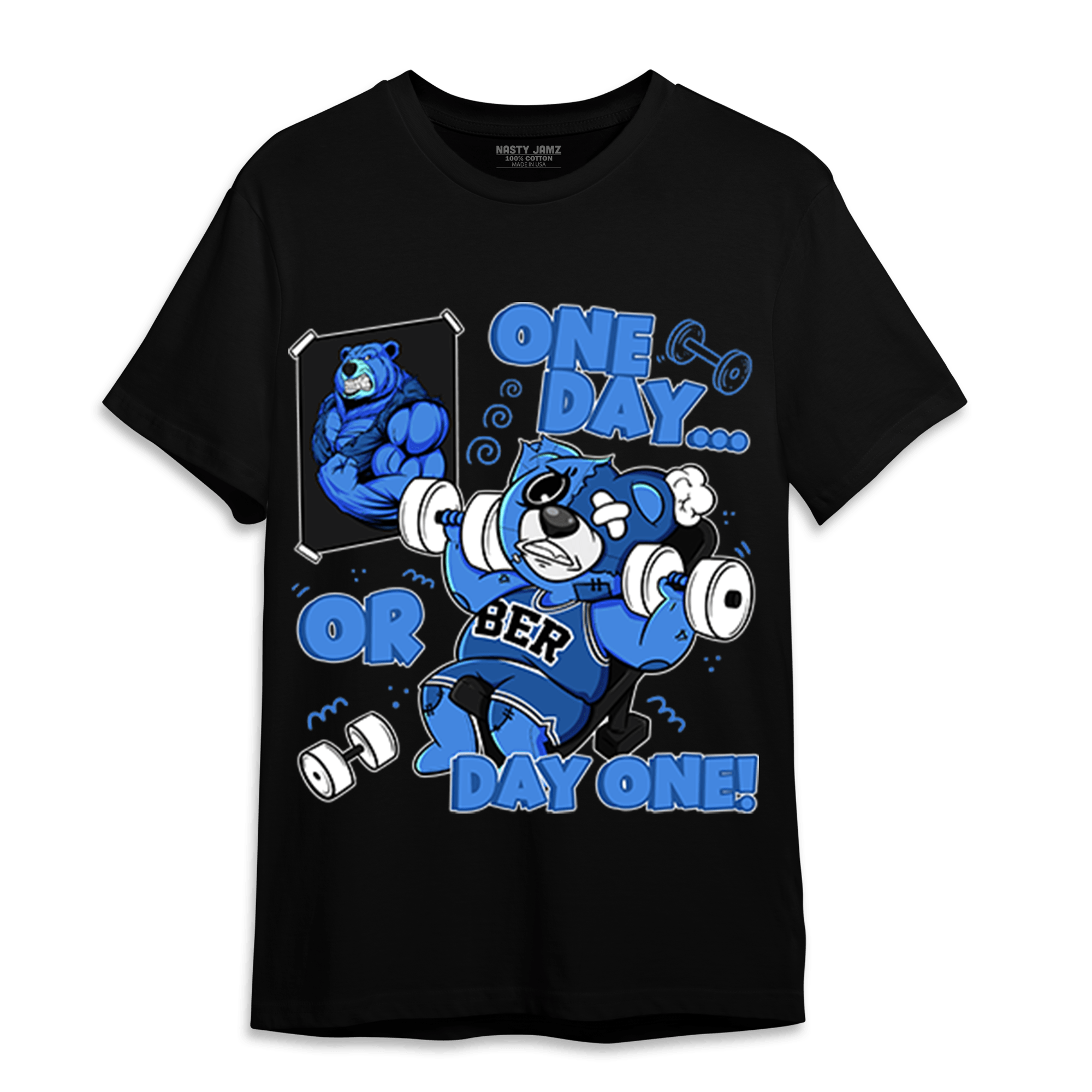 University Blue Toe 1s T Shirt Match BER Gymmer - NastyJamz