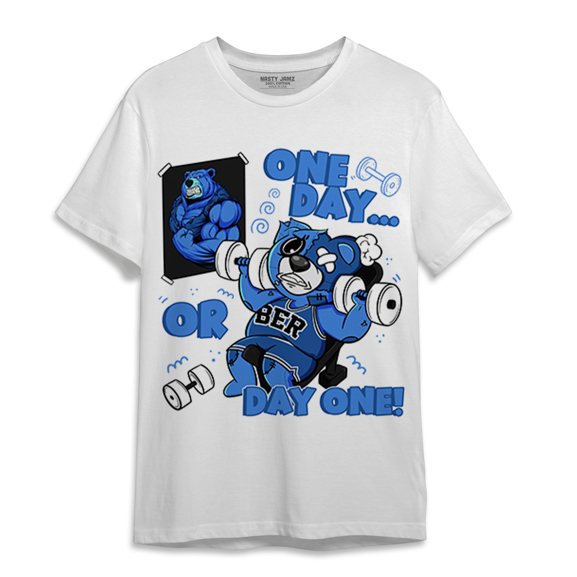 University Blue Toe 1s T Shirt Match BER Gymmer - NastyJamz