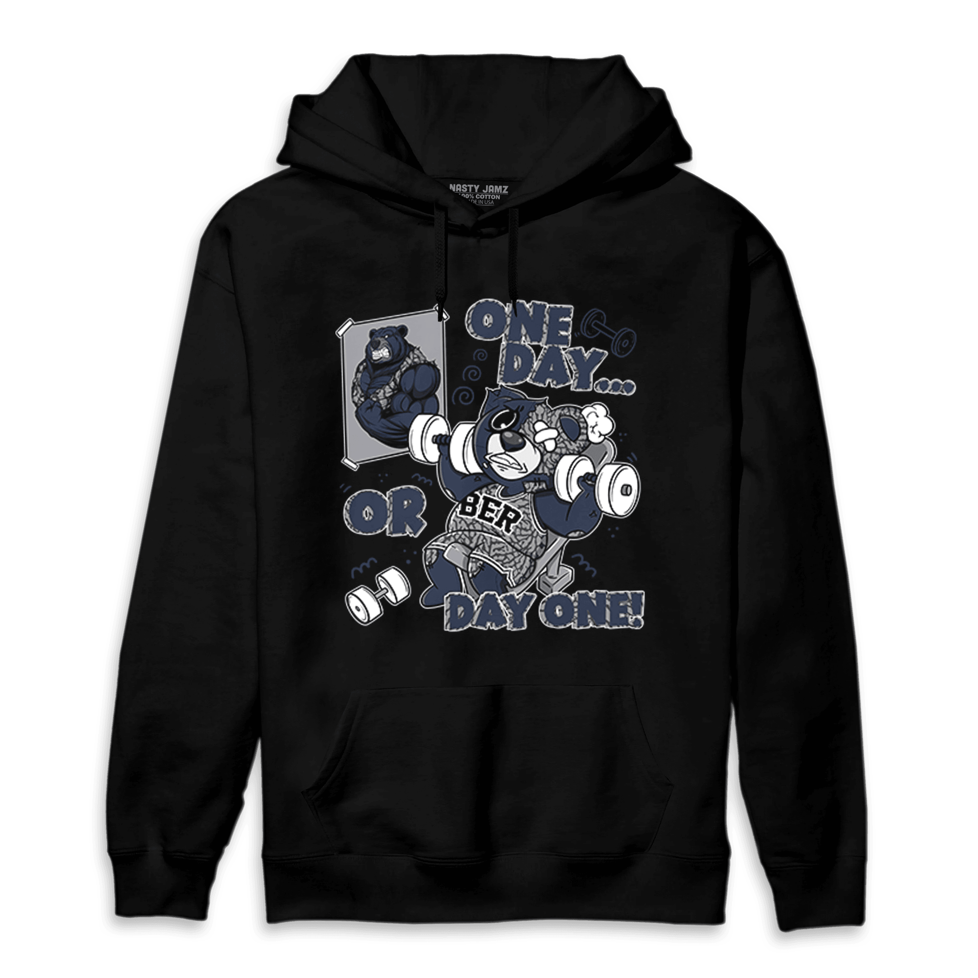 White Navy 3s Hoodie Match BER Gymmer - NastyJamz