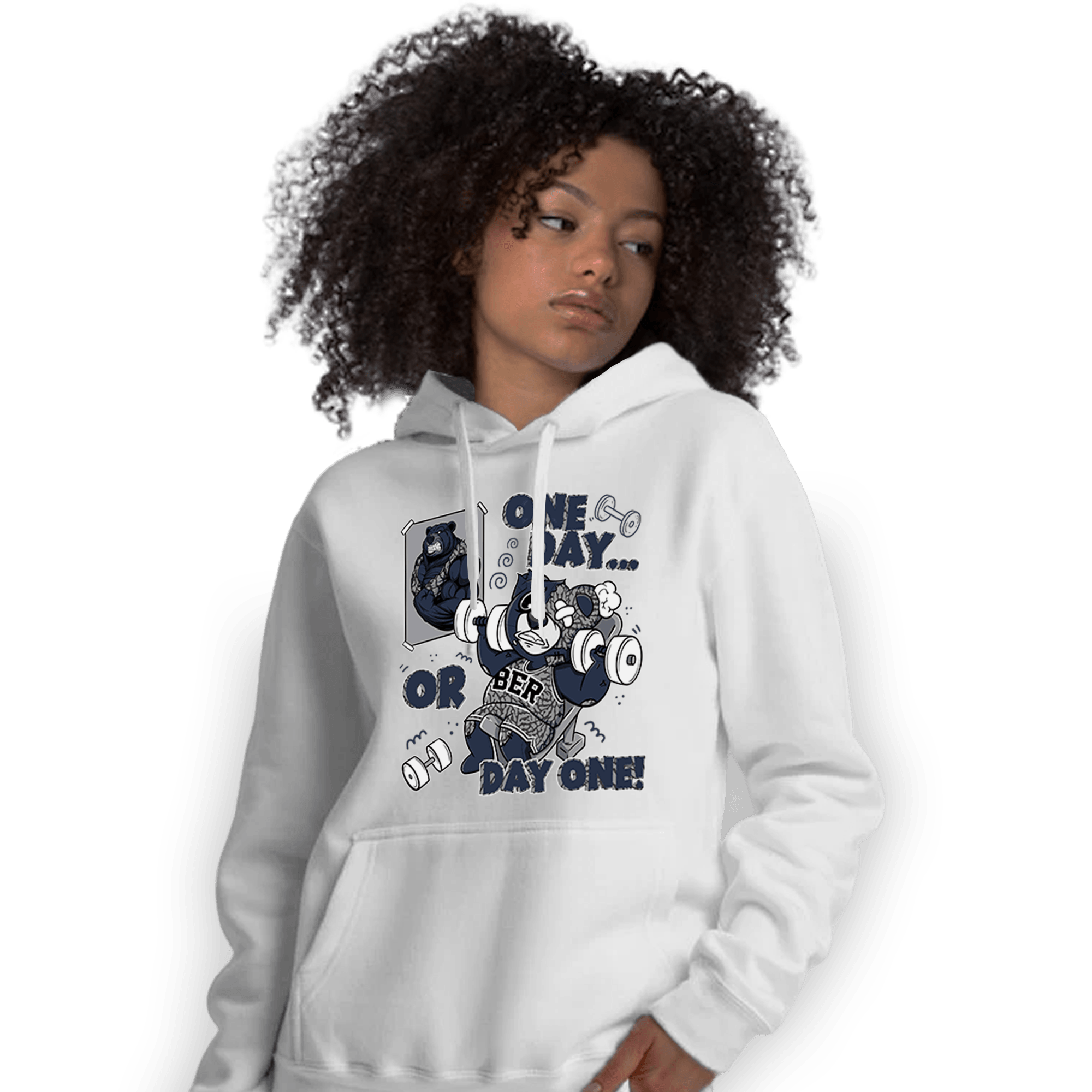 White Navy 3s Hoodie Match BER Gymmer - NastyJamz