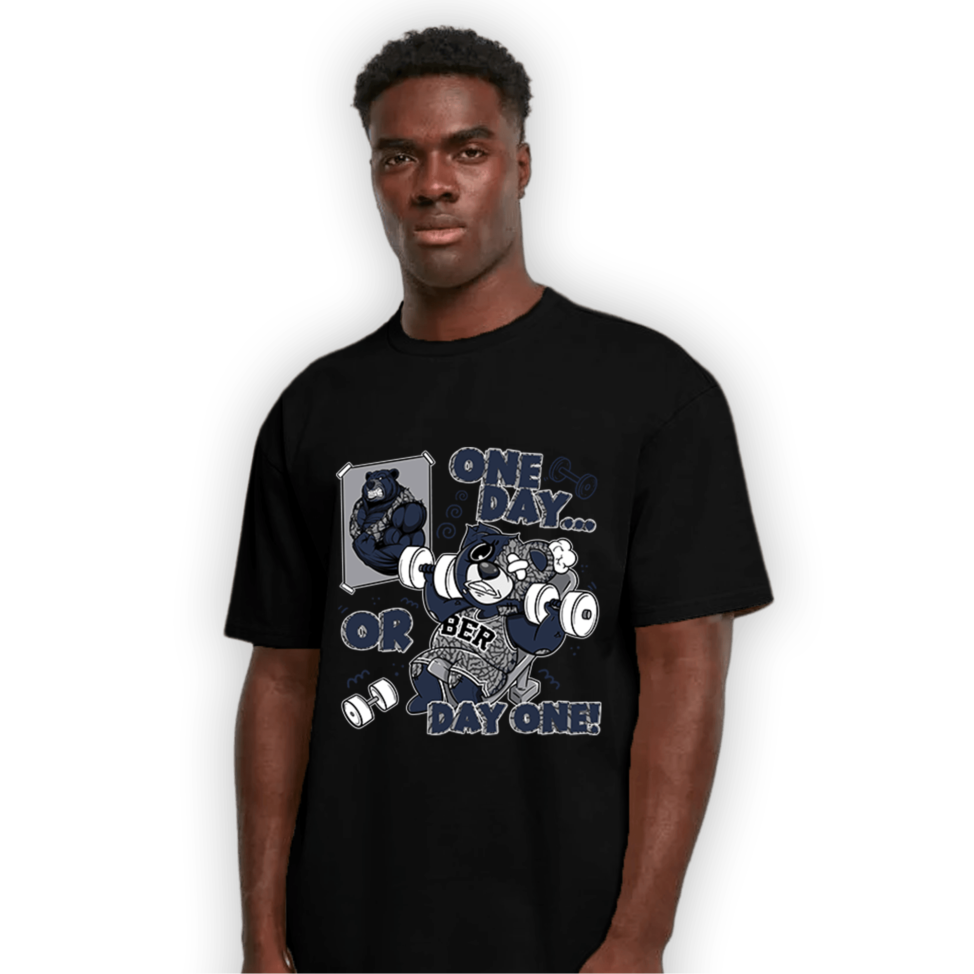 White Navy 3s T Shirt Match BER Gymmer - NastyJamz