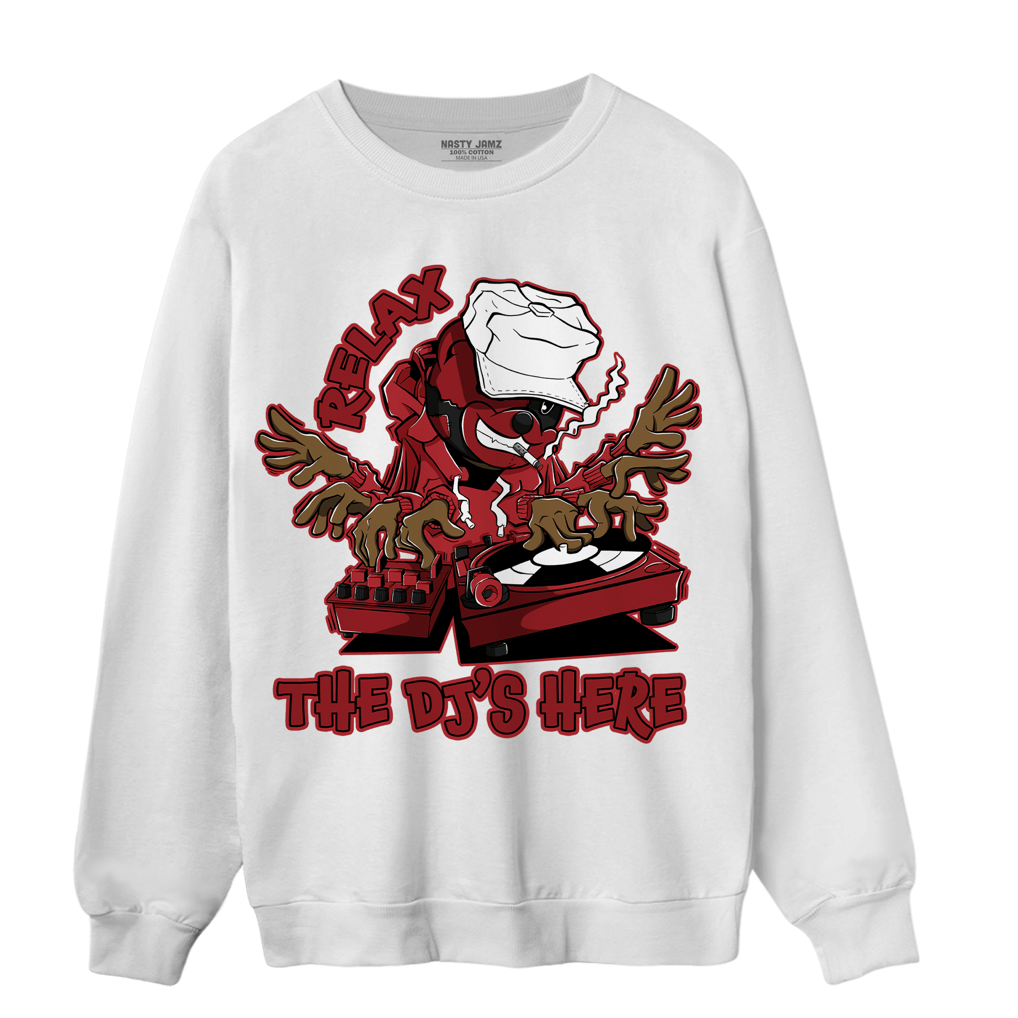 Cherry 12s Sweatshirt Match BER The DJ Here - NastyJamz