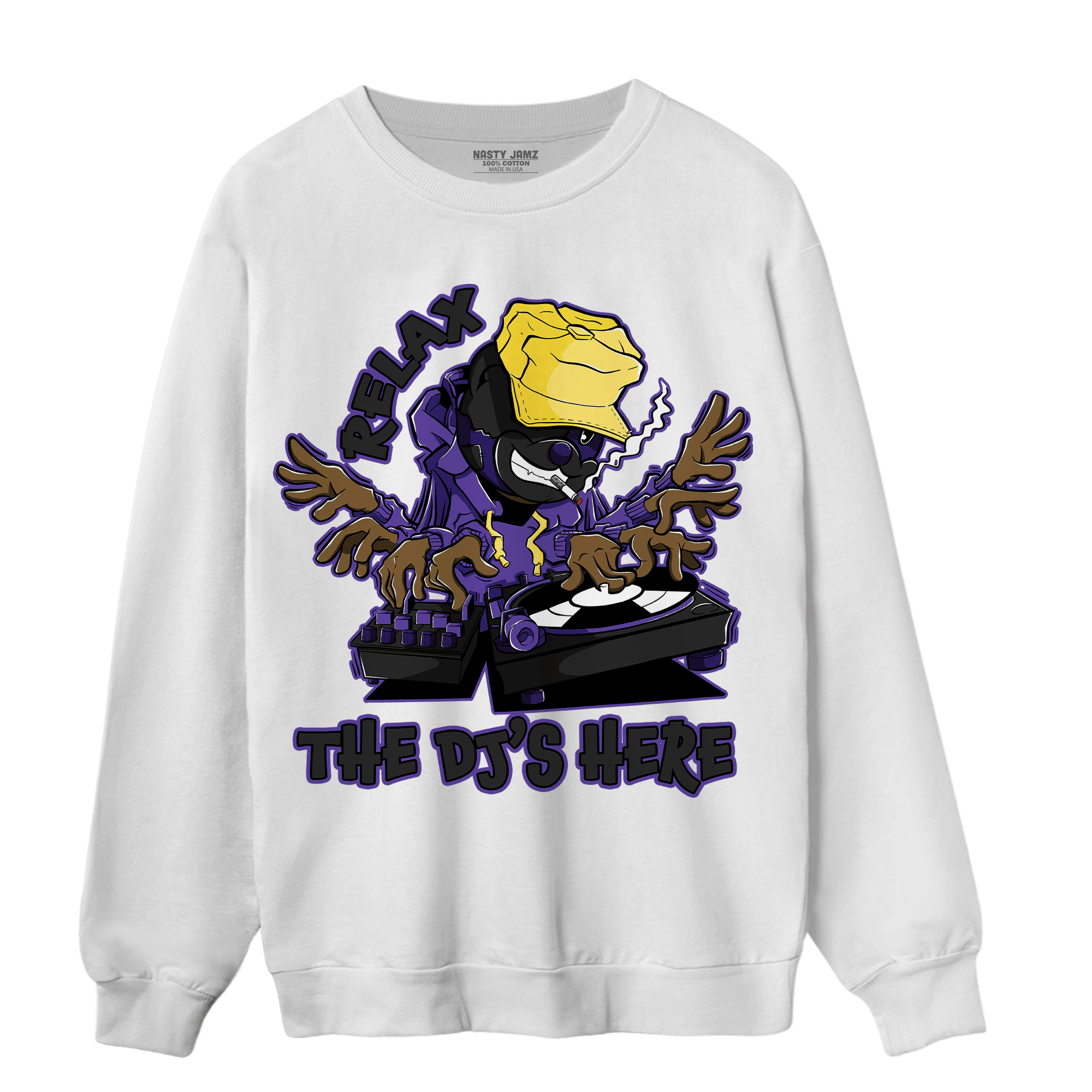 Field Purple 12s Sweatshirt Match BER The DJ Here - NastyJamz