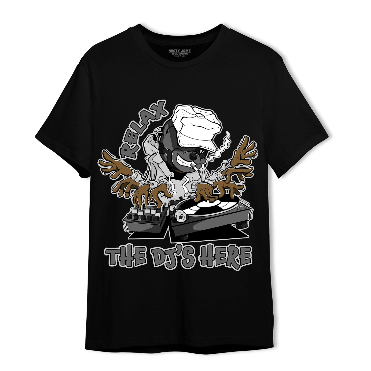 Retro High OG Black White 1s T Shirt Match BER The DJ Here - NastyJamz
