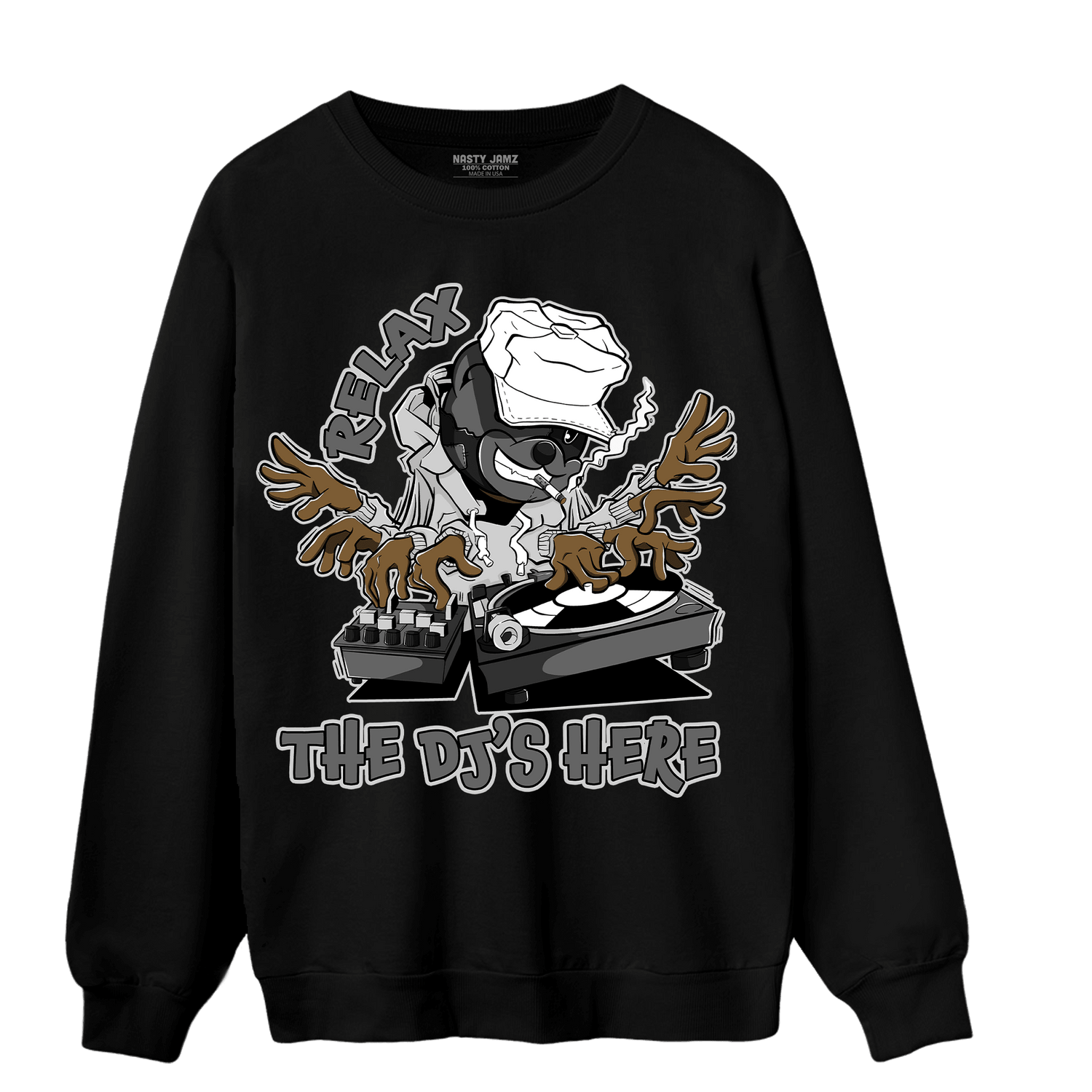 Retro High OG Black White 1s Sweatshirt Match BER The DJ Here - NastyJamz