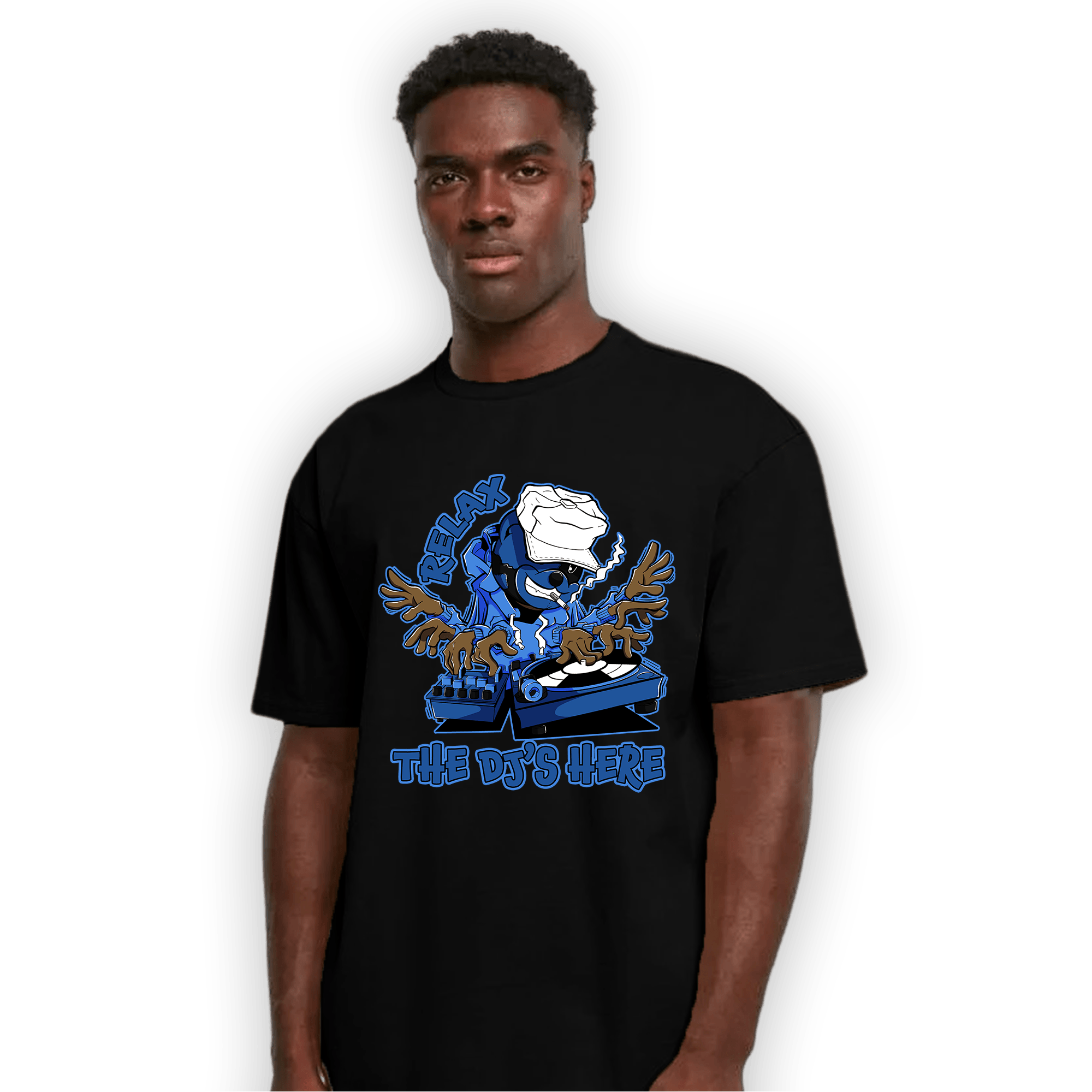University Blue Toe 1s T Shirt Match BER The DJ Here - NastyJamz