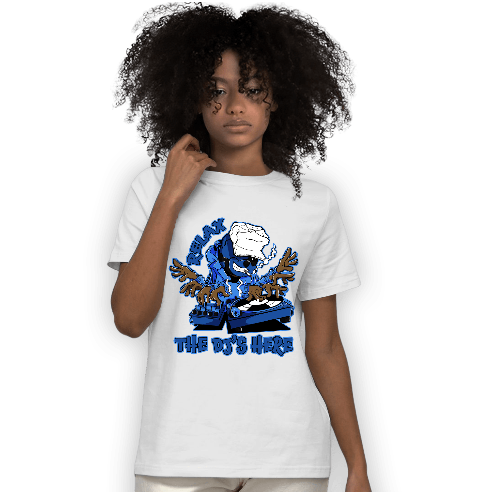 University Blue Toe 1s T Shirt Match BER The DJ Here - NastyJamz