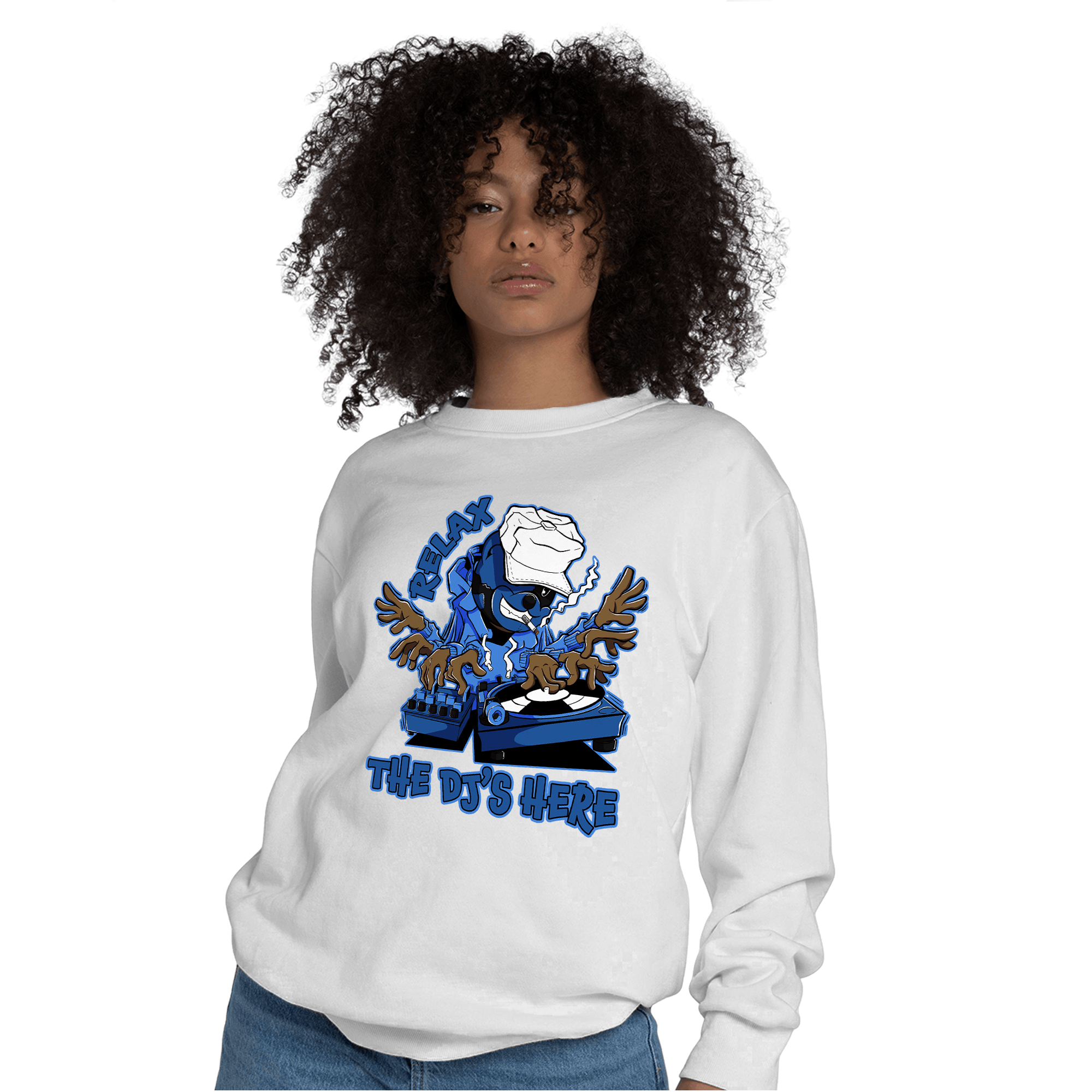 University Blue Toe 1s Sweatshirt Match BER The DJ Here - NastyJamz