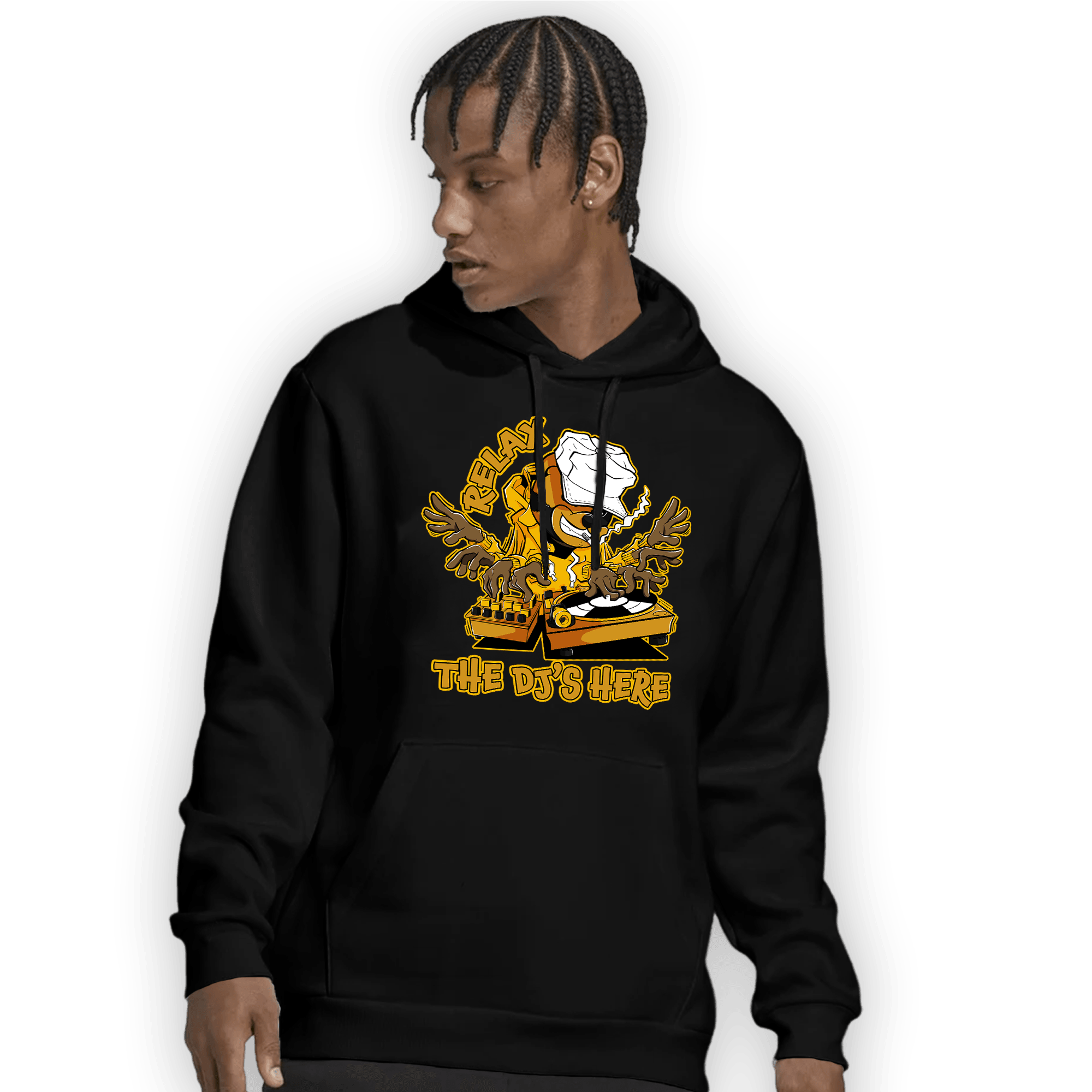 Yellow Ochre 1s Hoodie Match BER The DJ Here - NastyJamz