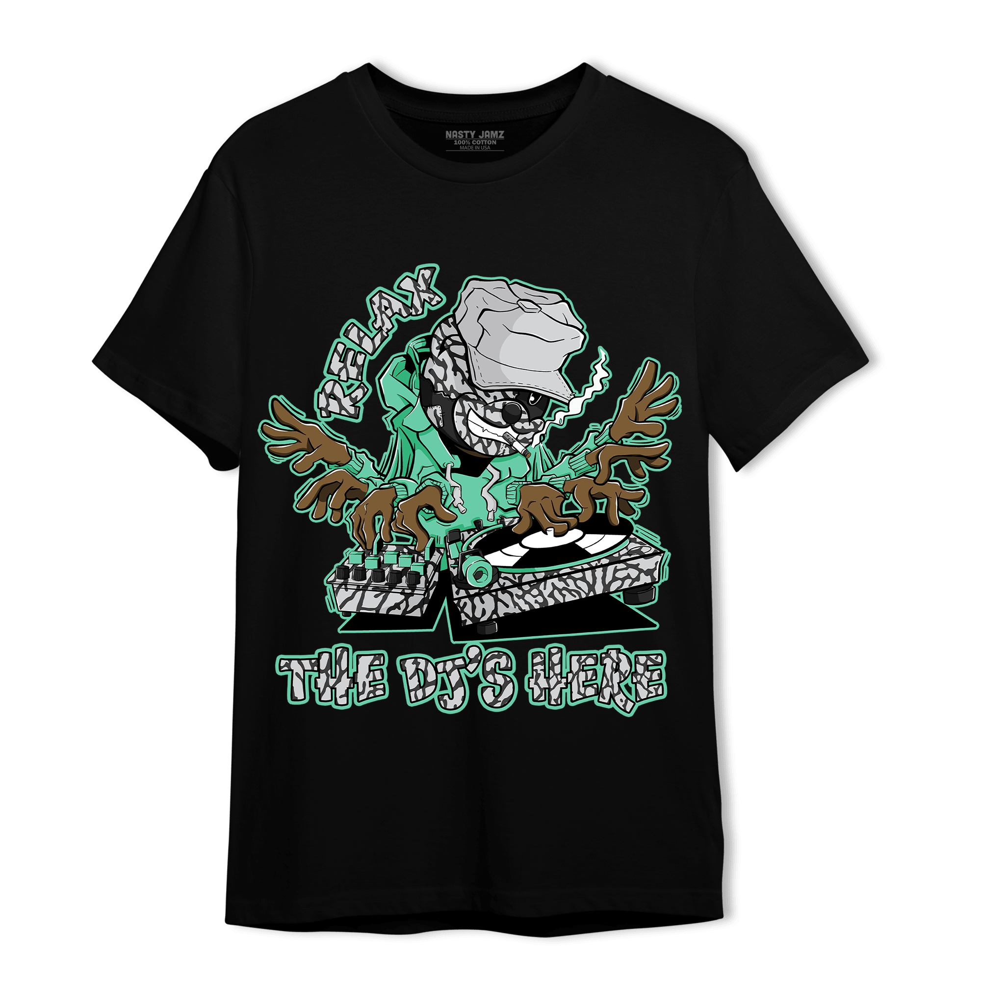 Green Glow 3s T Shirt Match BER The DJ Here - NastyJamz
