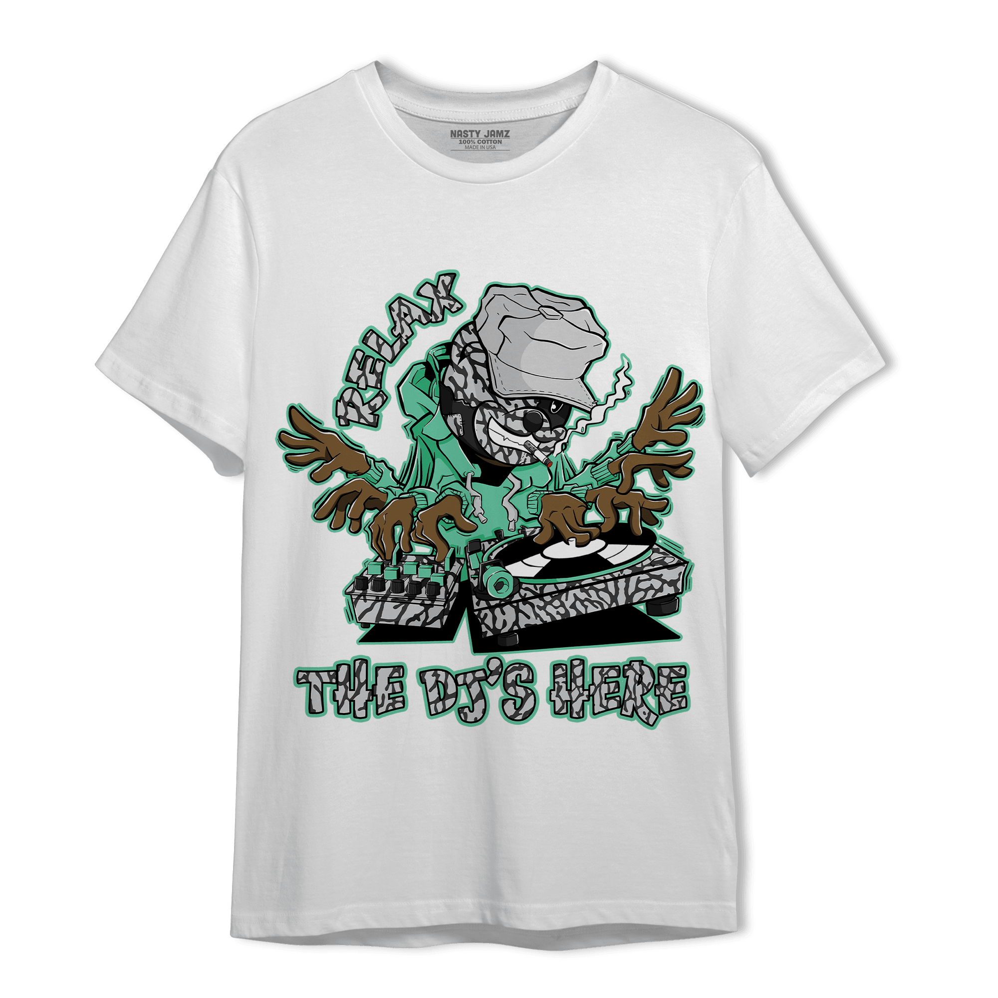 Green Glow 3s T Shirt Match BER The DJ Here - NastyJamz