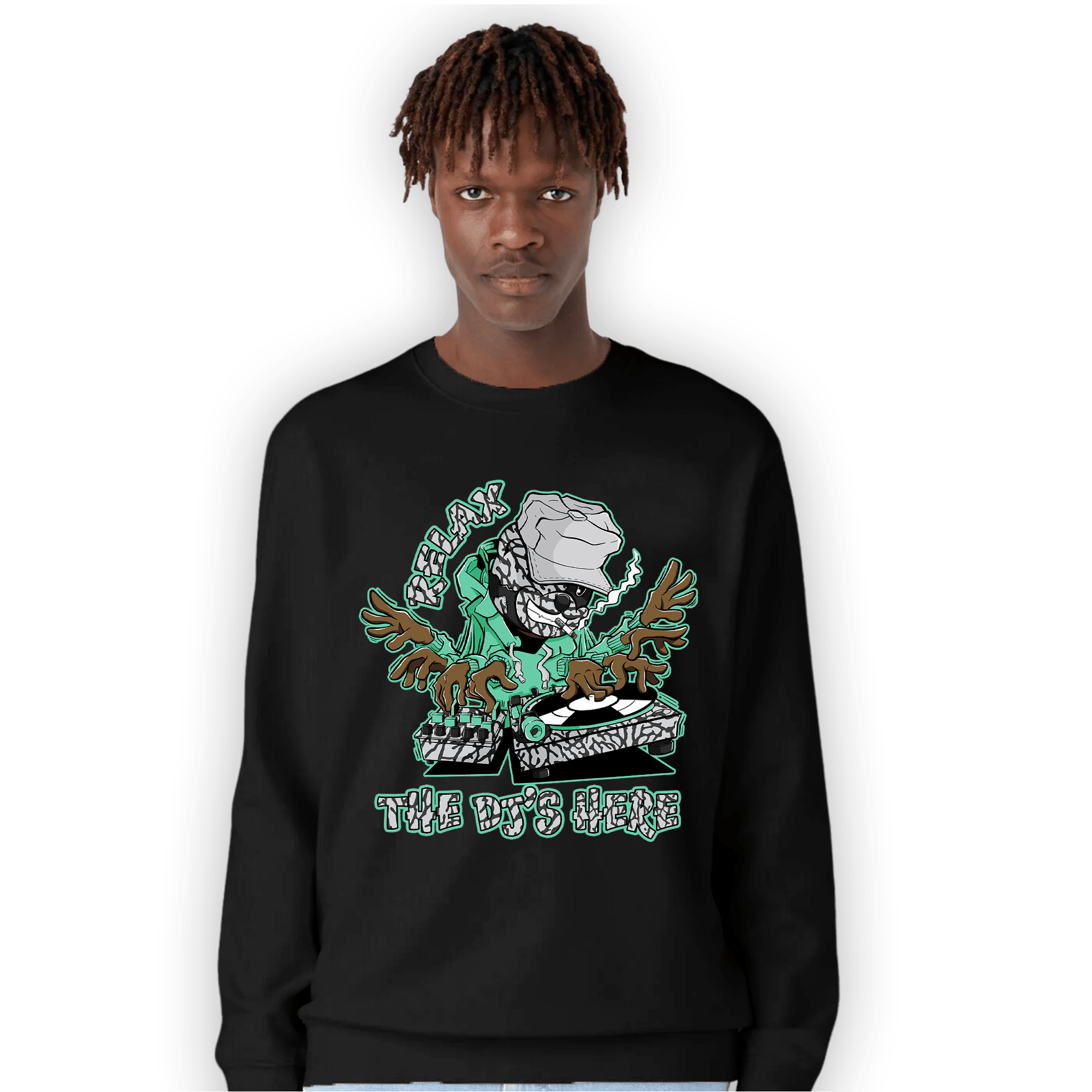 Green Glow 3s Sweatshirt Match BER The DJ Here - NastyJamz