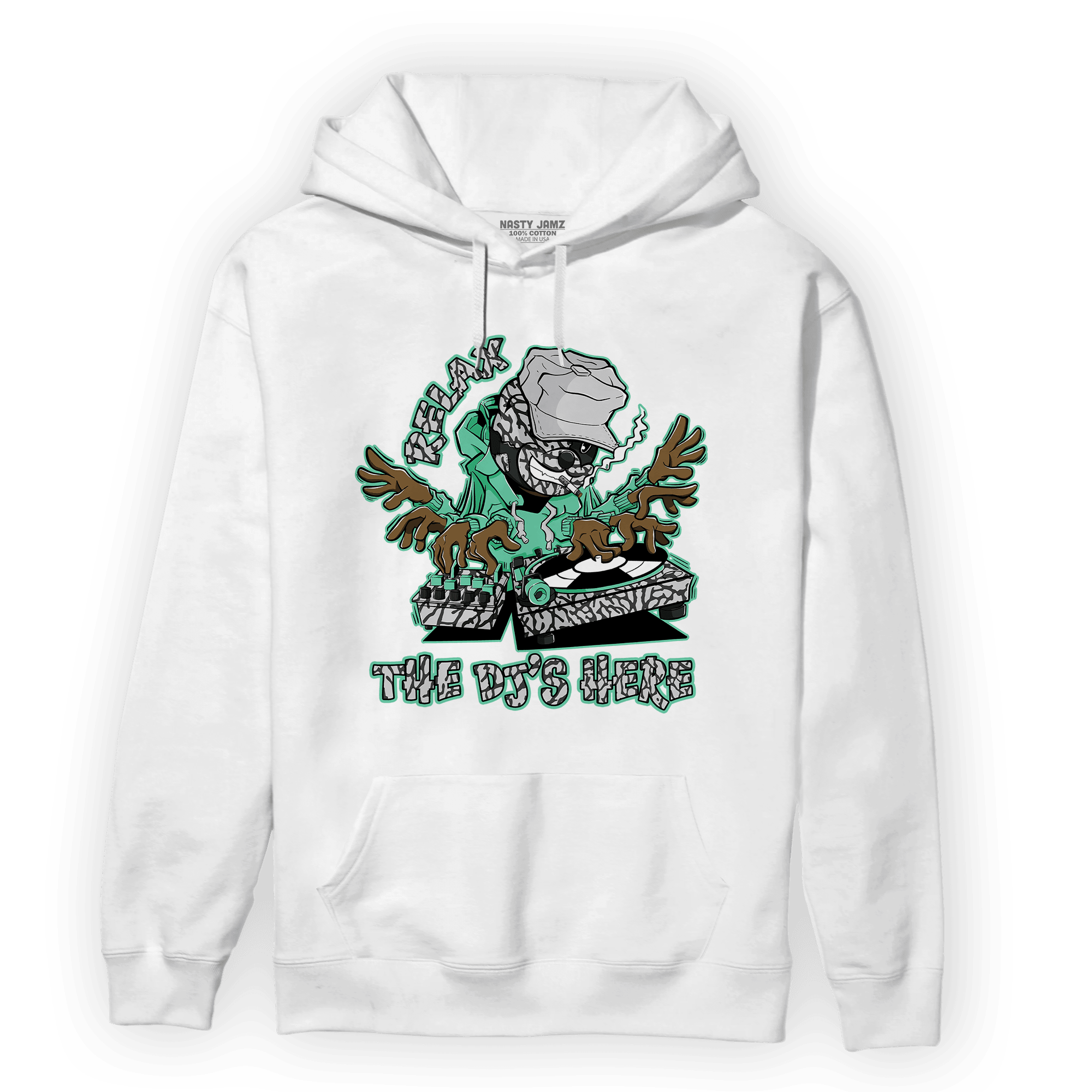 Green Glow 3s Hoodie Match BER The DJ Here - NastyJamz