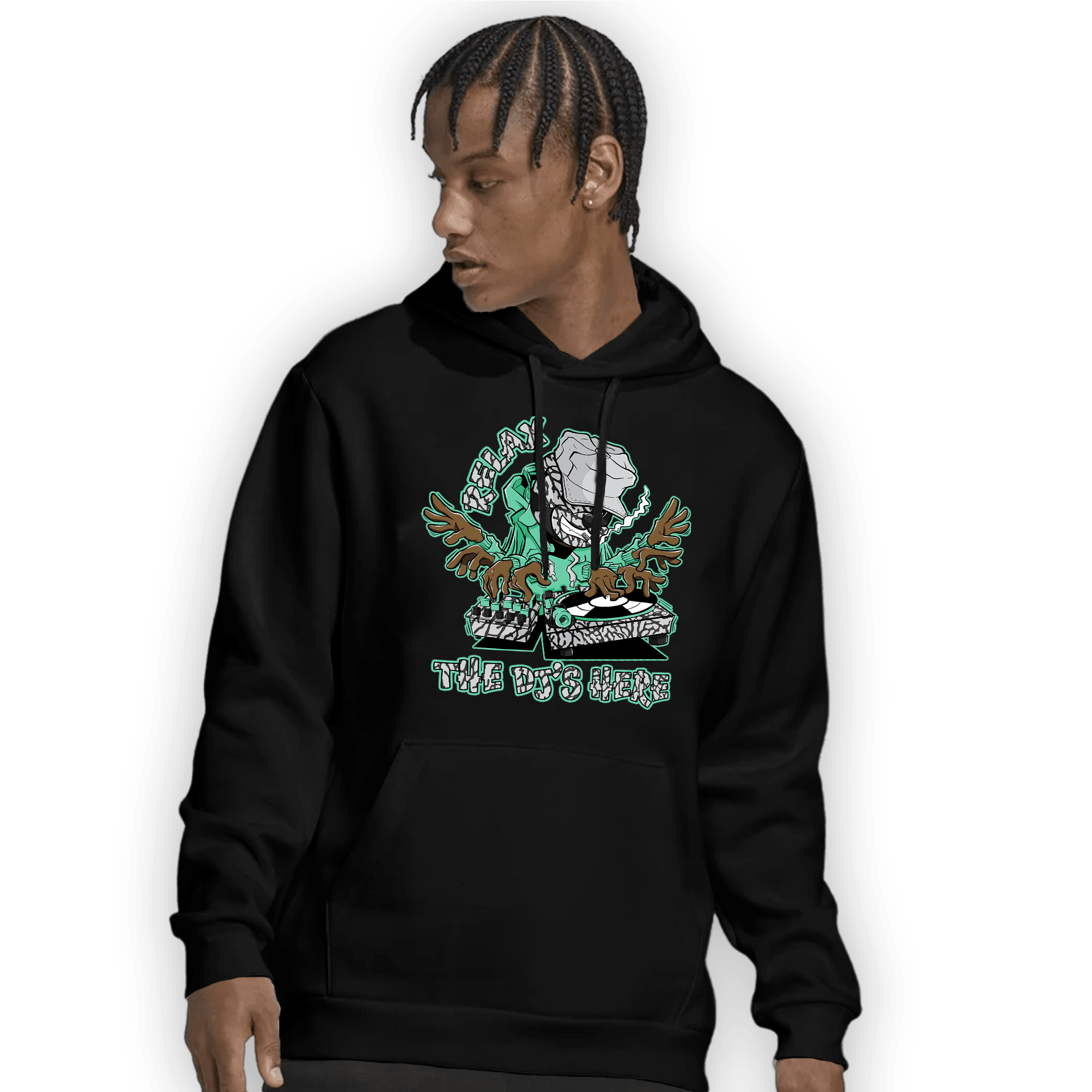 Green Glow 3s Hoodie Match BER The DJ Here - NastyJamz