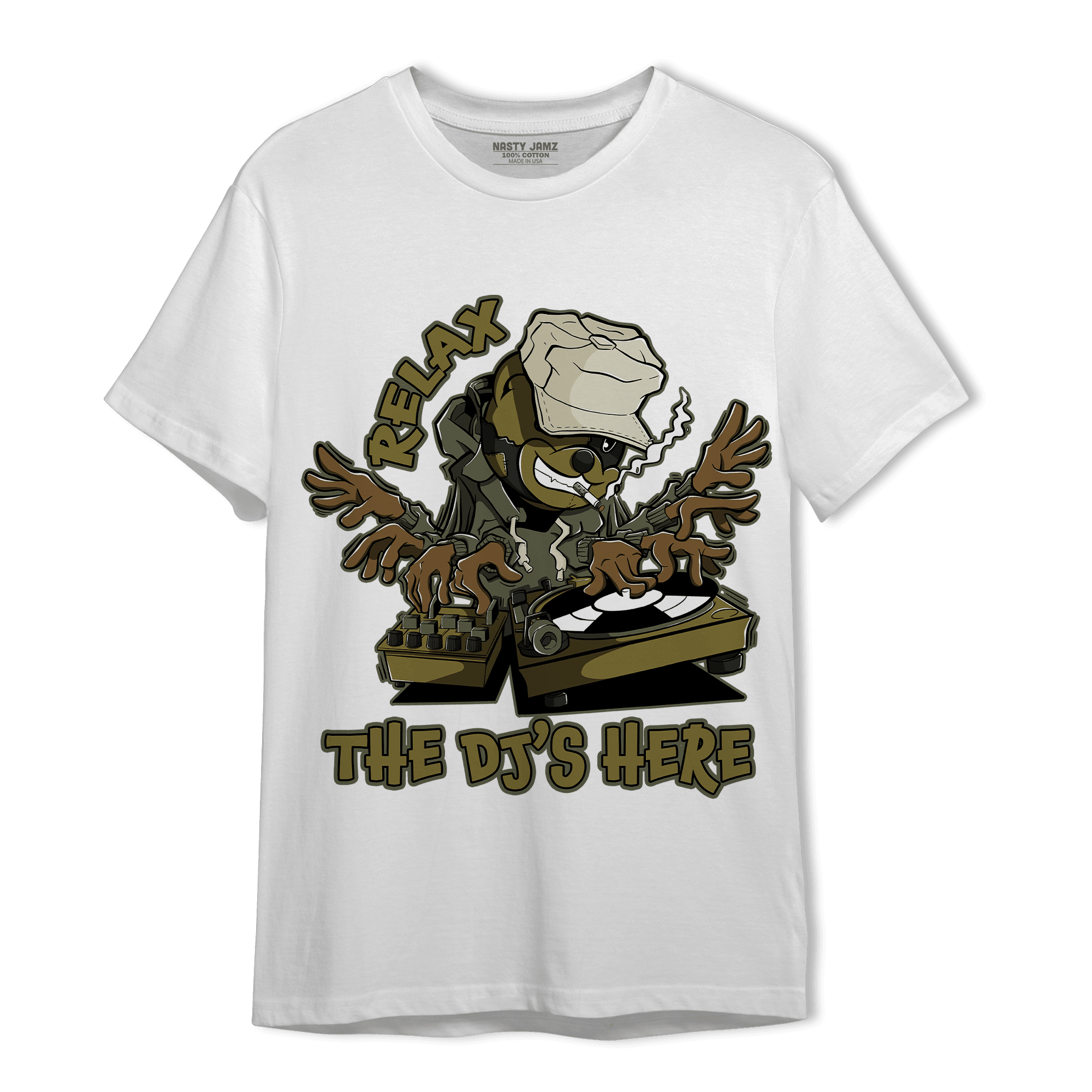 SE Craft Medium Olive 4s T Shirt Match BER The DJ Here - NastyJamz