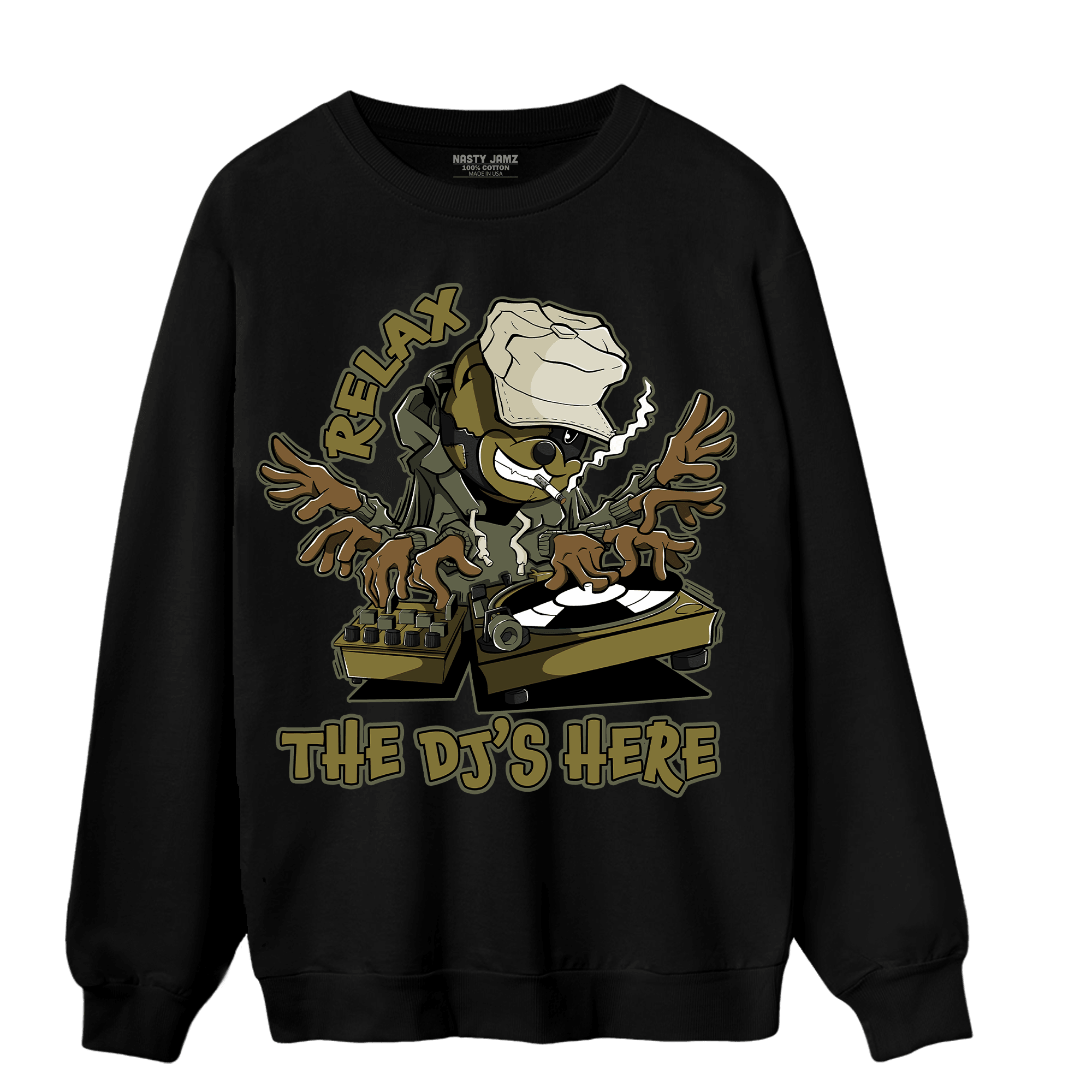 SE Craft Medium Olive 4s Sweatshirt Match BER The DJ Here - NastyJamz