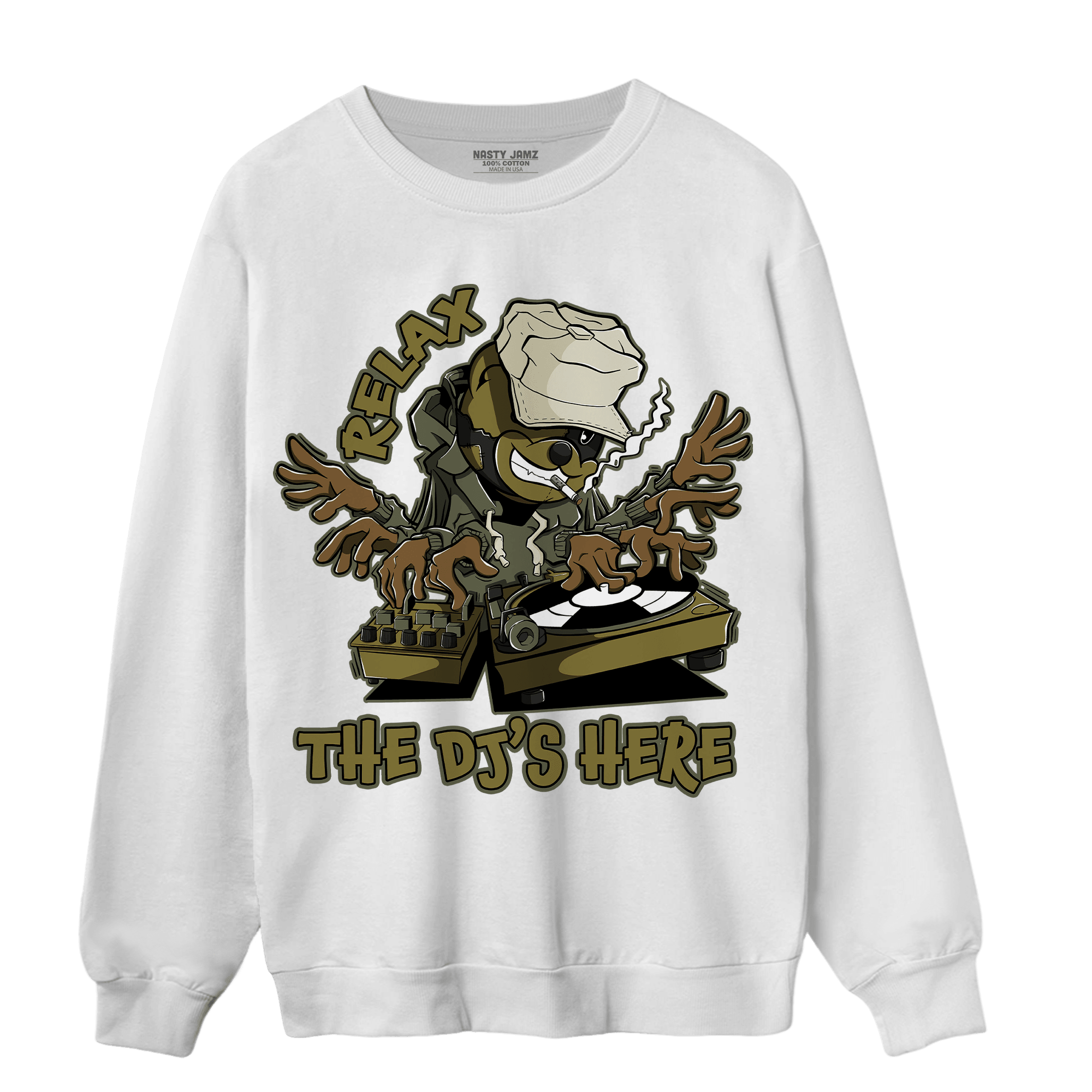 SE Craft Medium Olive 4s Sweatshirt Match BER The DJ Here - NastyJamz