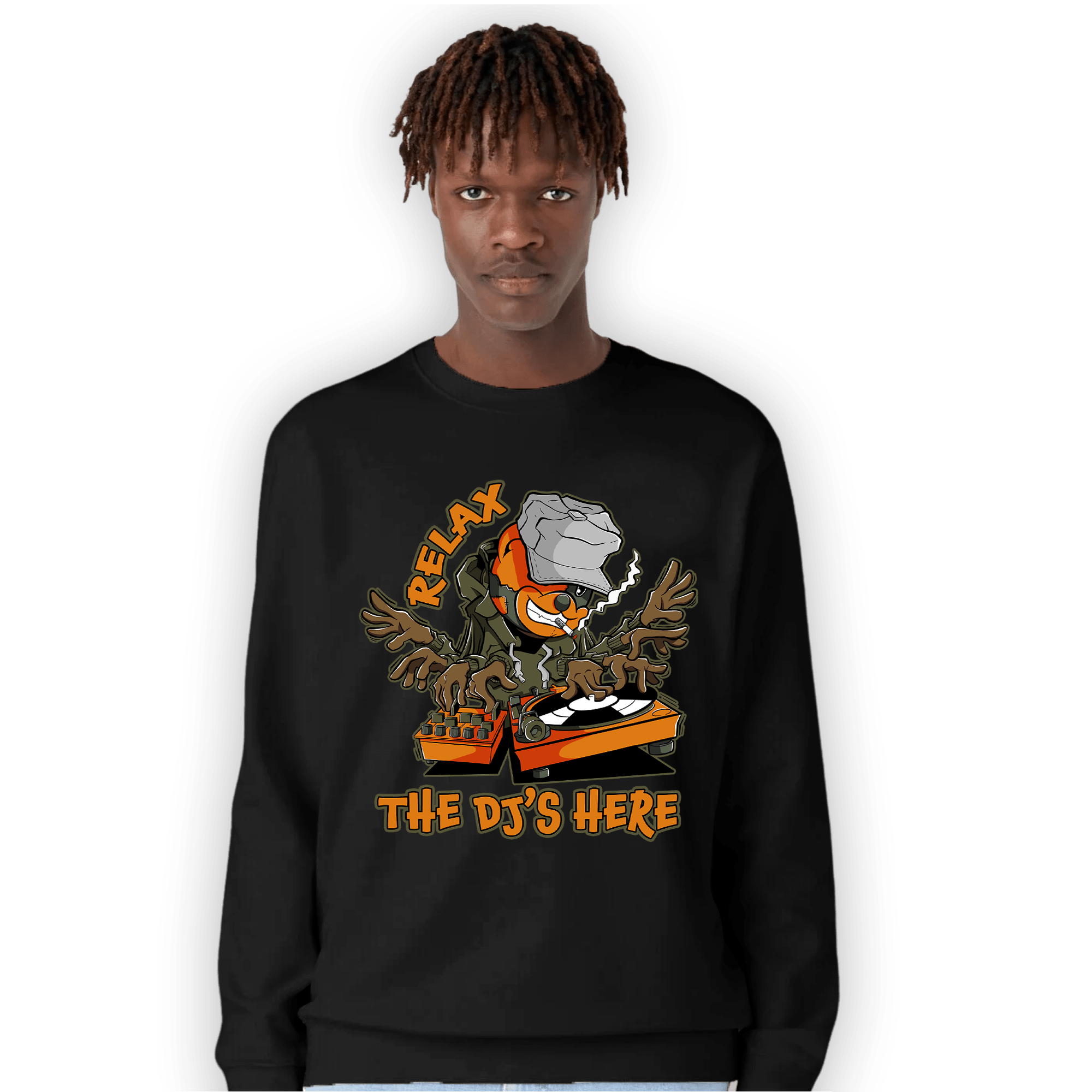 Olive 5s Sweatshirt Match BER The DJ Here - NastyJamz