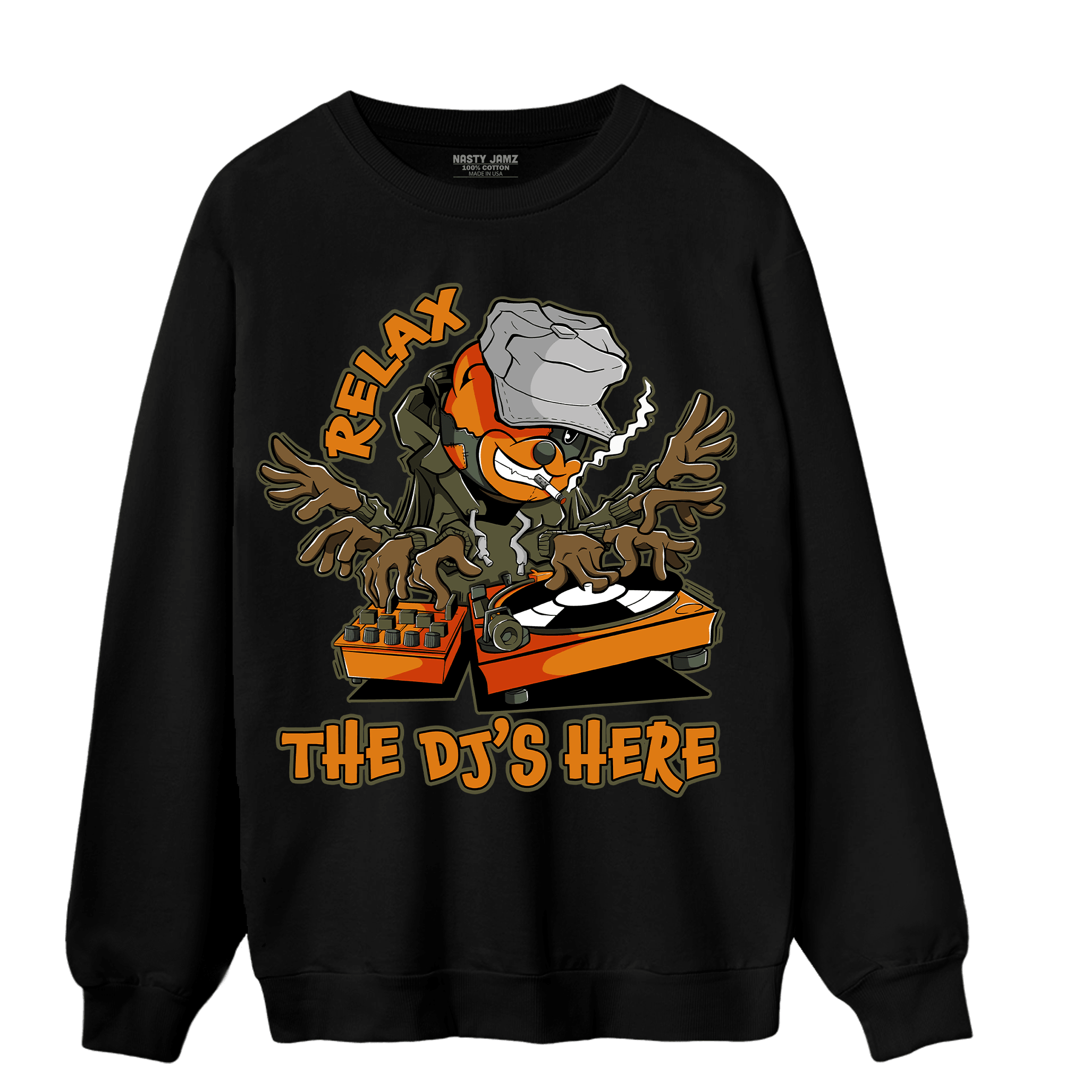 Olive 5s Sweatshirt Match BER The DJ Here - NastyJamz