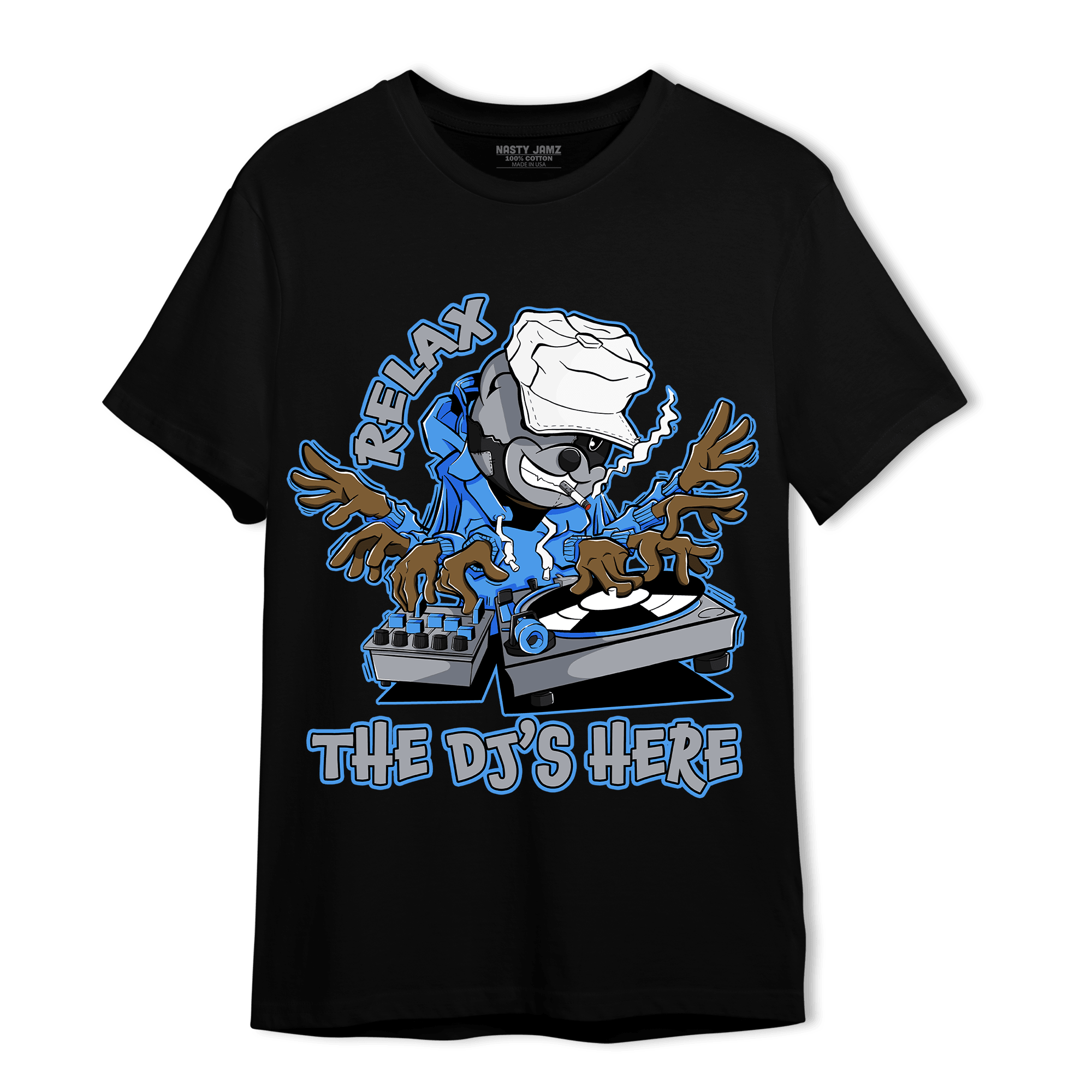 University Blue 5s T Shirt Match BER The DJ Here - NastyJamz