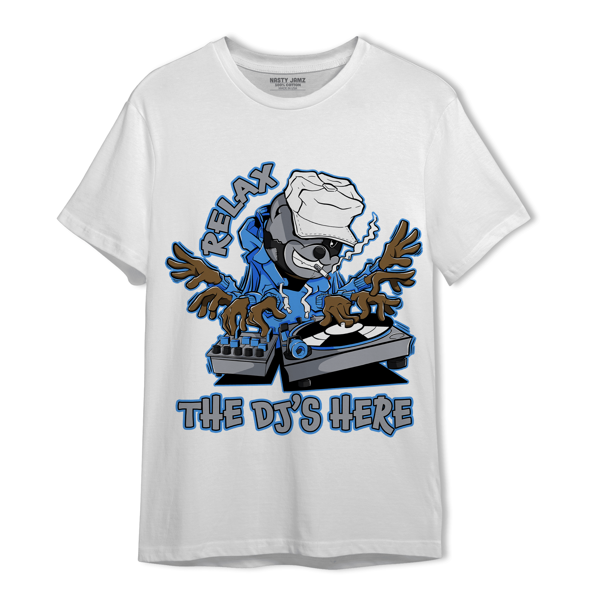 University Blue 5s T Shirt Match BER The DJ Here - NastyJamz
