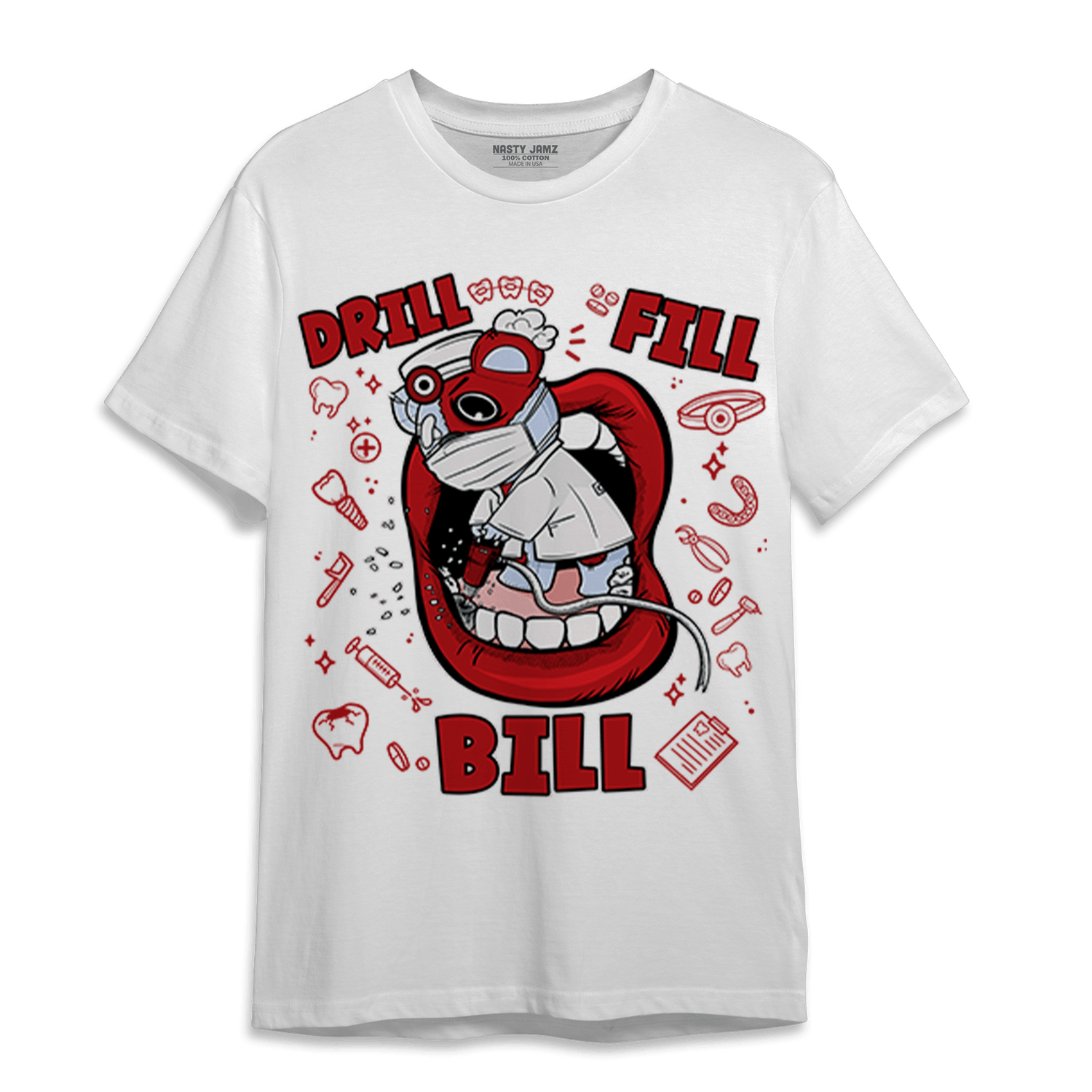 Cherry 11s T Shirt Match BER The Dentist - NastyJamz