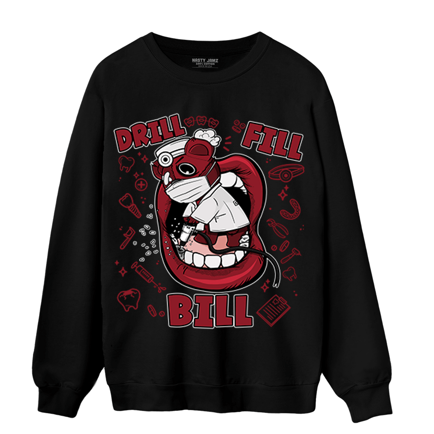 Cherry 12s Sweatshirt Match BER The Dentist - NastyJamz