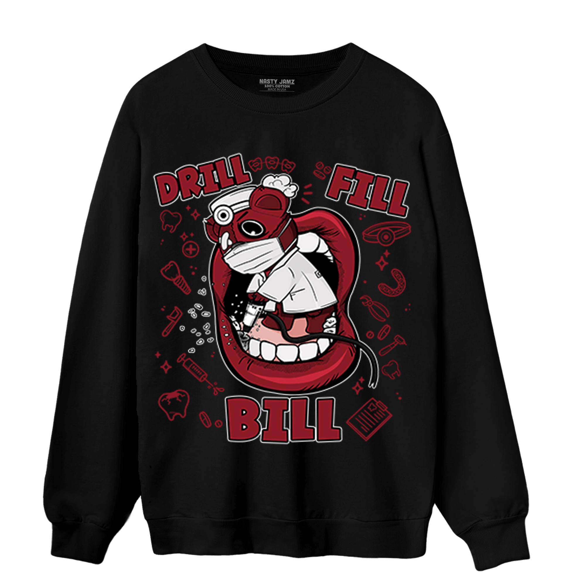 Cherry 12s Sweatshirt Match BER The Dentist - NastyJamz