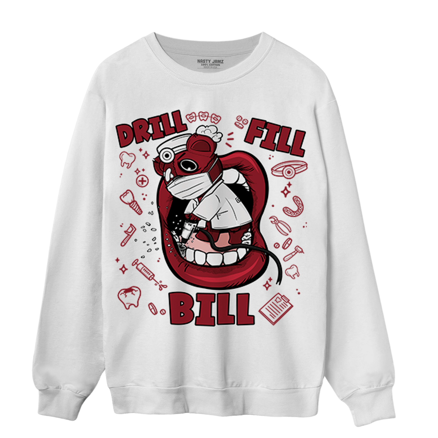 Cherry 12s Sweatshirt Match BER The Dentist - NastyJamz