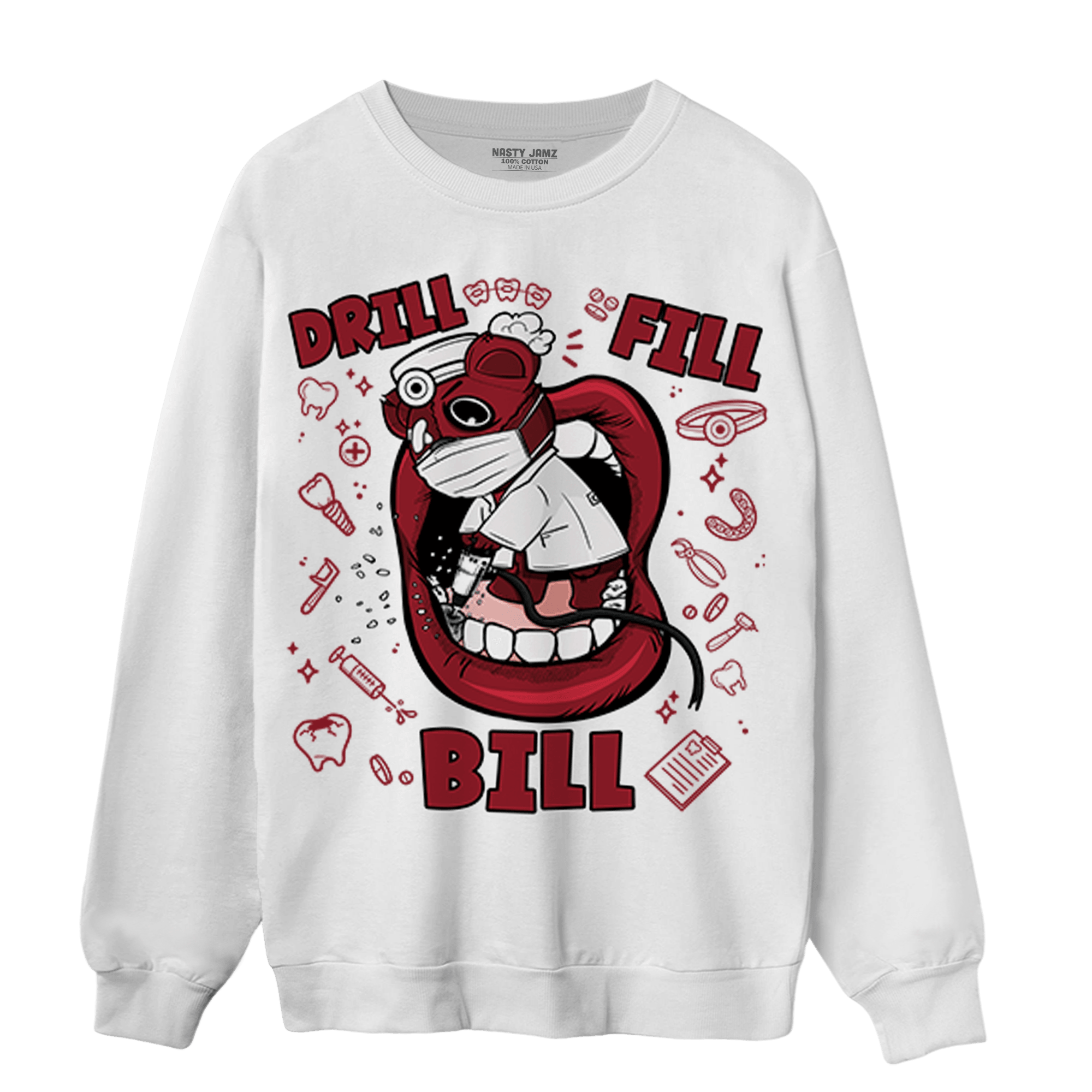 Cherry 12s Sweatshirt Match BER The Dentist - NastyJamz